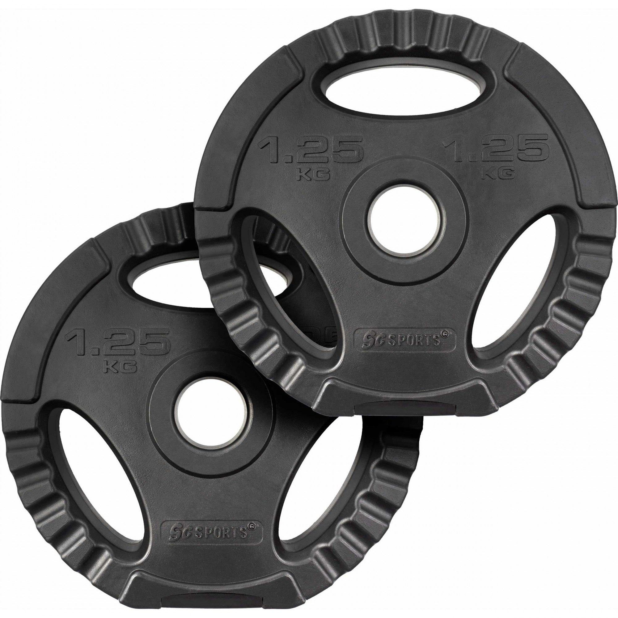 16: Vægtskiver - sæt af 2, hver 1,25 kg, Ø 30/31 mm, Tri-Grip, cement, plastik, sort