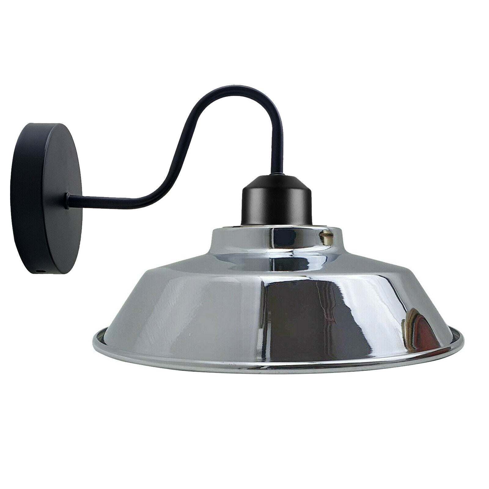 Billede af Retro industrielle væglamper Armaturer E27 indendørs lampe Metal Shell Shade Chrome