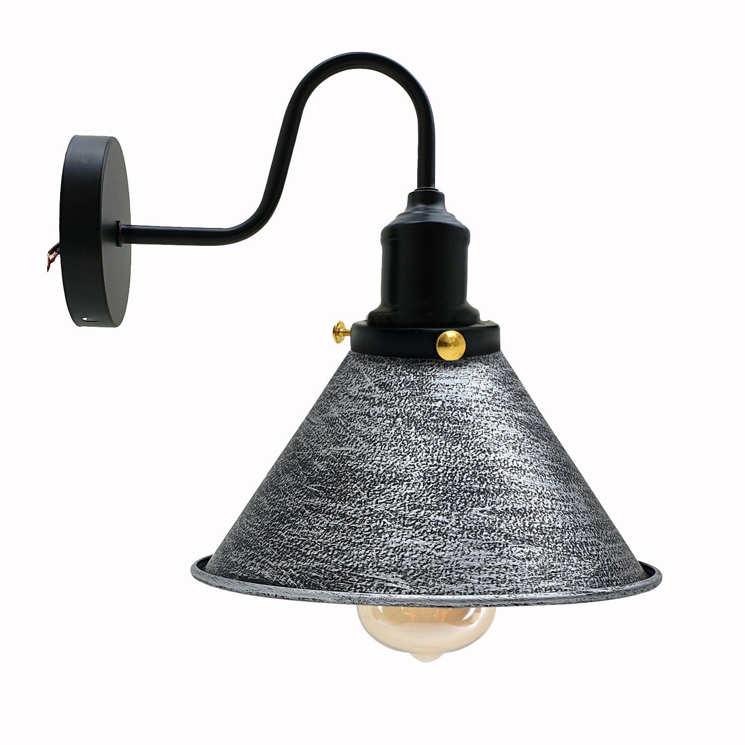 Metal industriel væglampe Vintage kegleformet væglampe Sølv Børstet