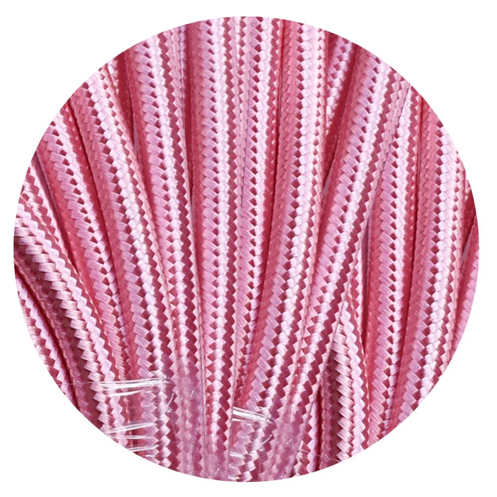 Tekstilkabel 2-leder lampeledning 2x0,75mmÂ², rund, blank pink