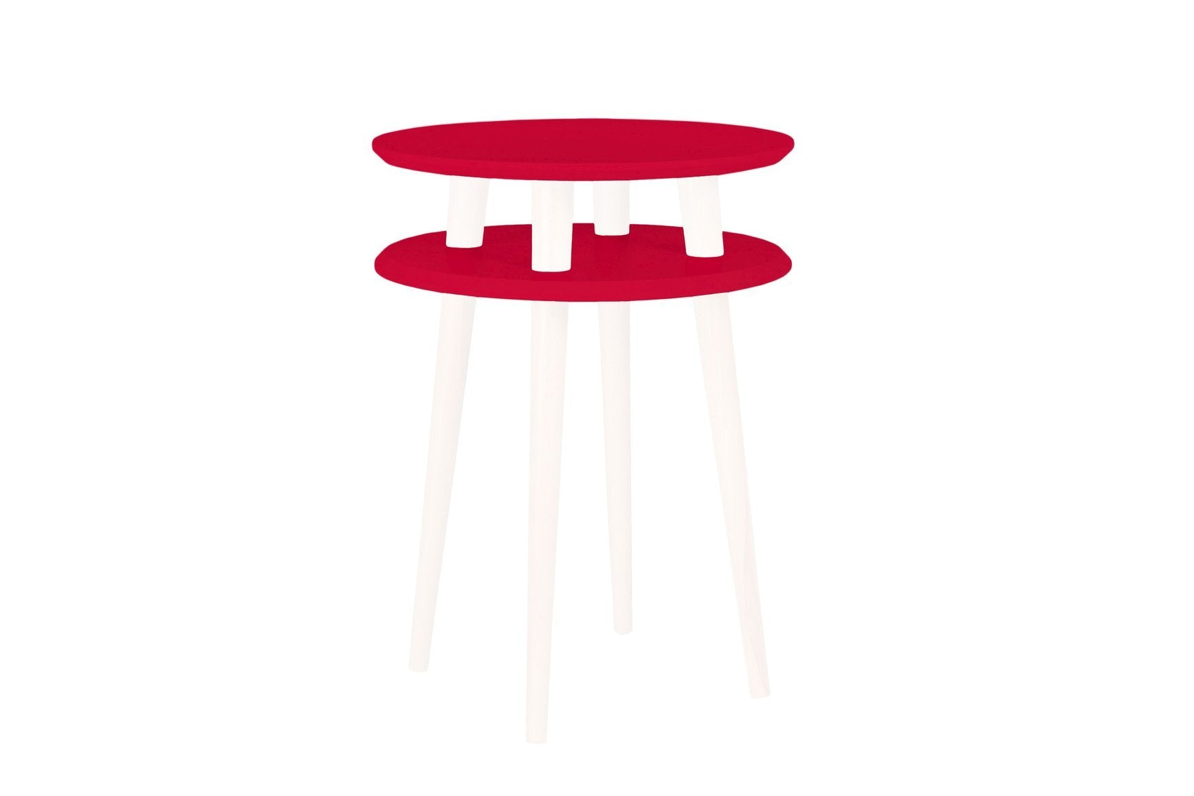 UFO Sidebord diameter 45cm x højde 61cm - Røde/hvide ben