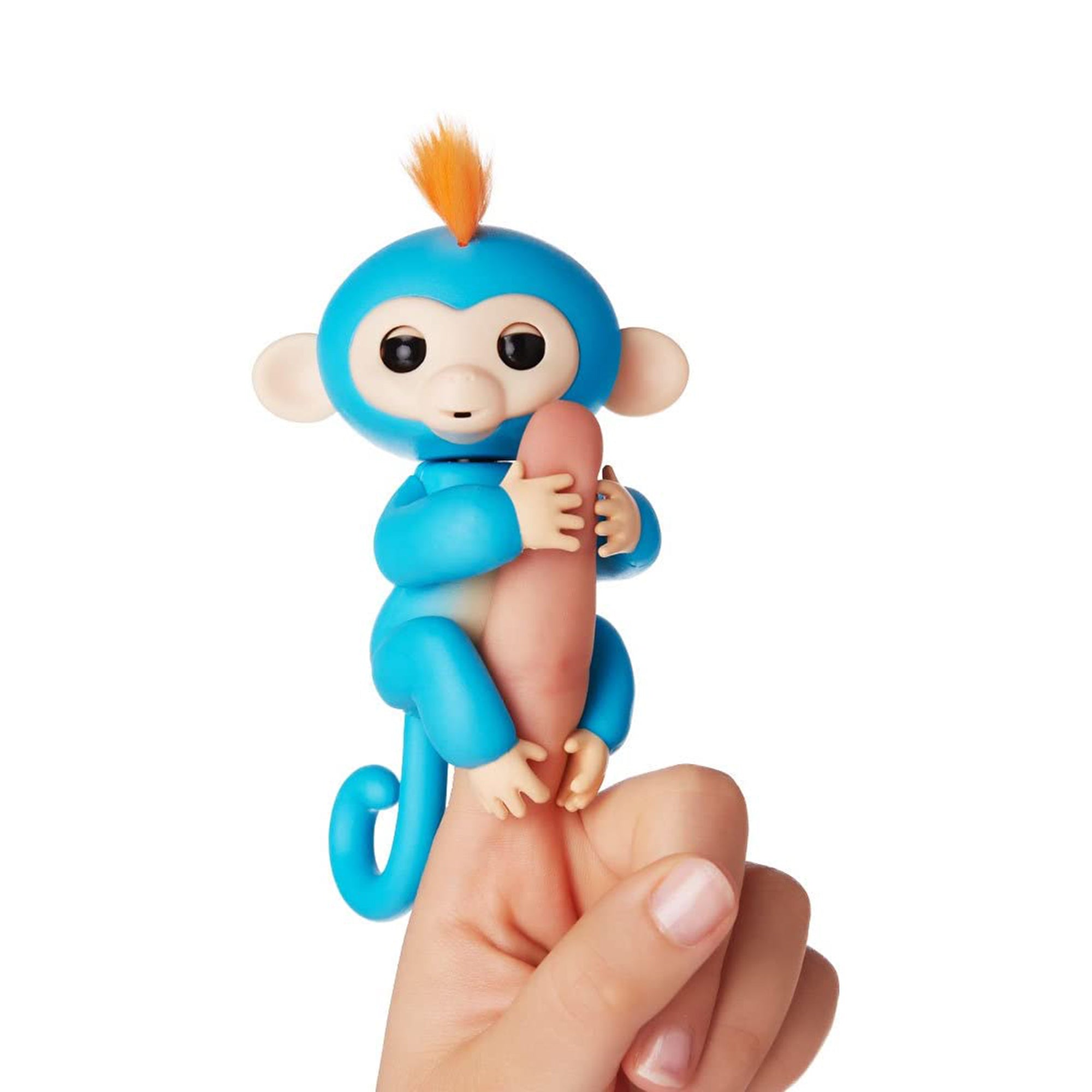 Se Fingerlegetøj Happy Monkey, blå hos Lammeuld.dk