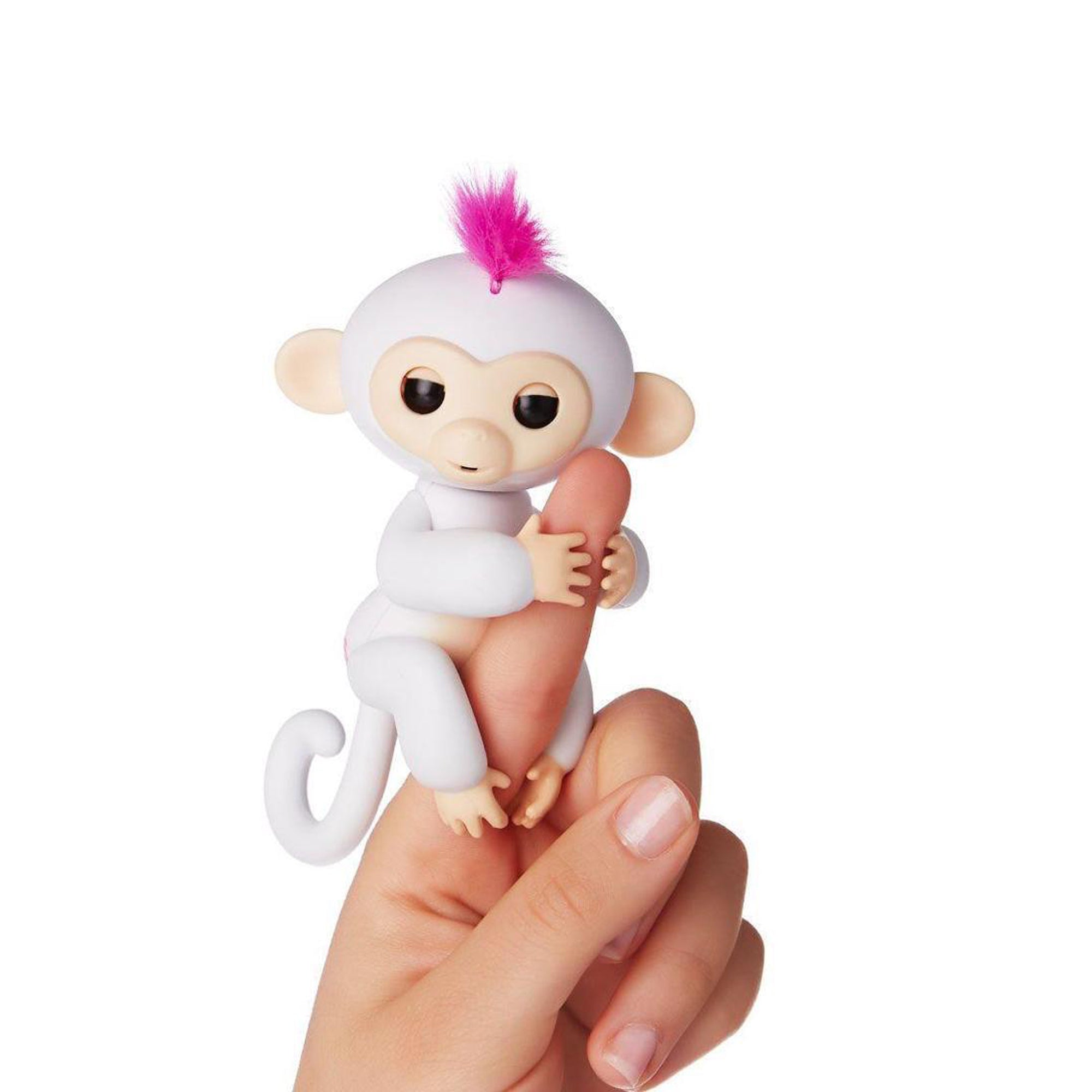 Se Fingerlegetøj Happy Monkey, hvid hos Lammeuld.dk