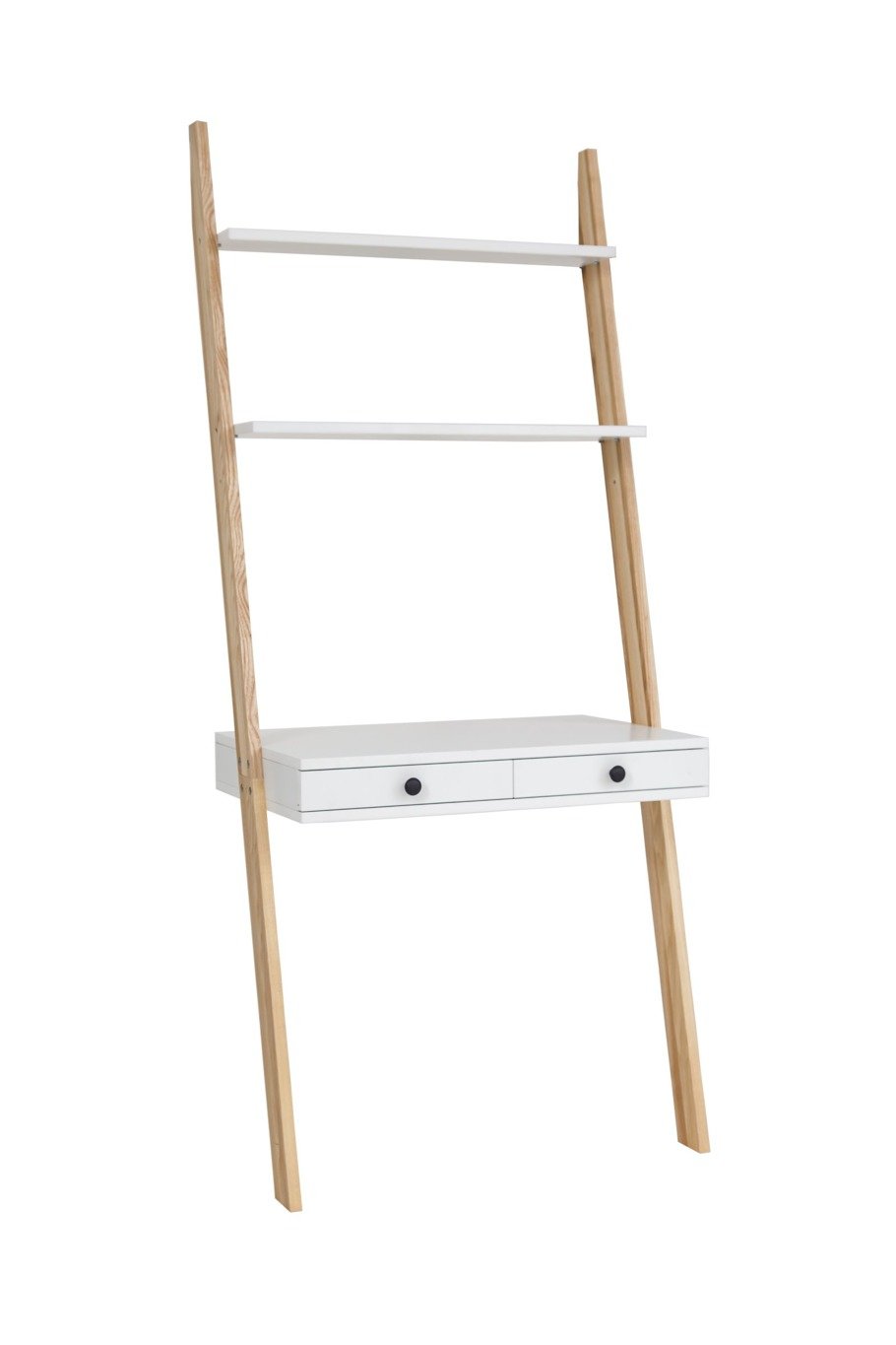 LENO Stigehylde Skrivebord 79x183cm - Asketræ / Hvid