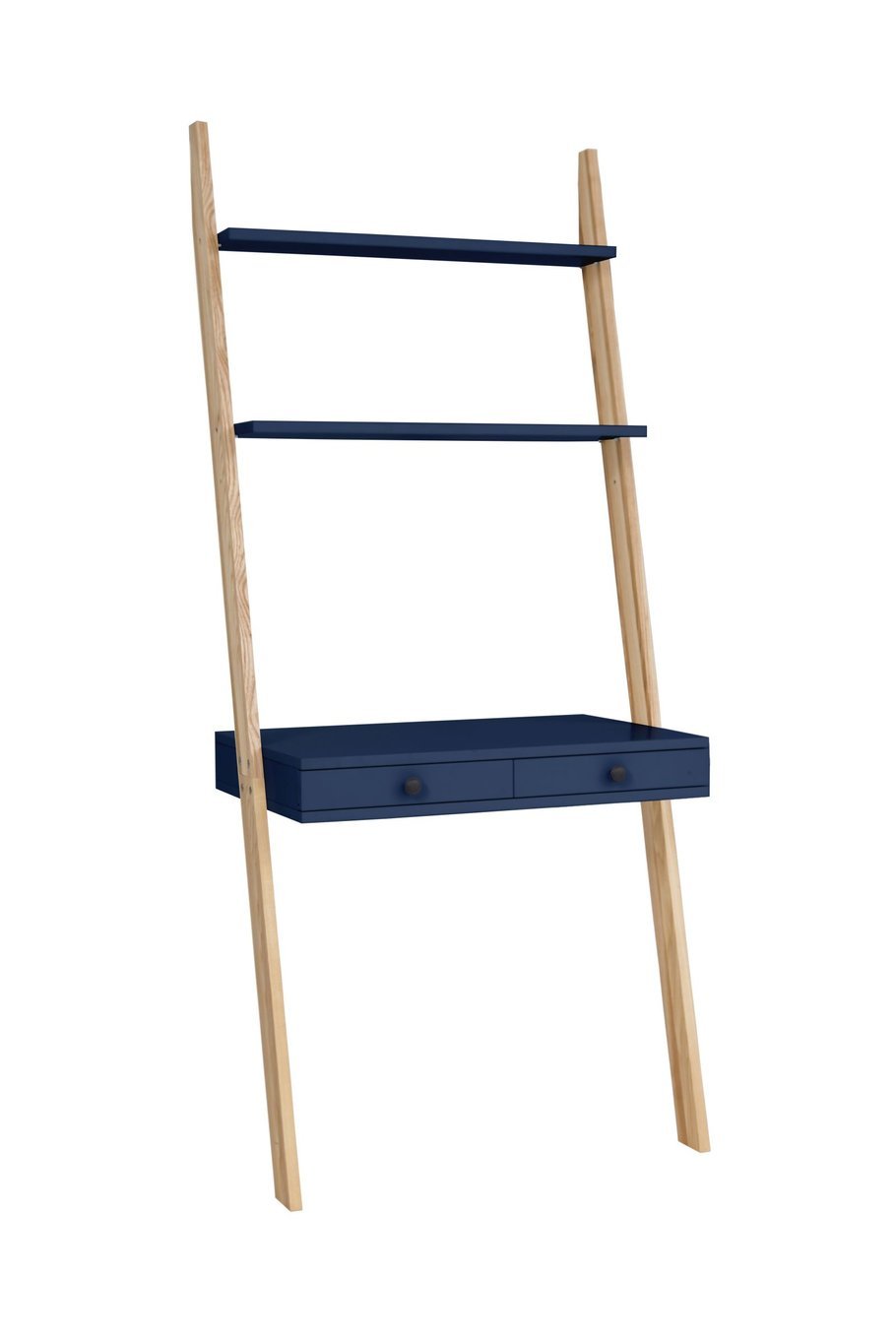 LENO Stigehylde Skrivebord 79x183cm - Asketræ / Navy Blue