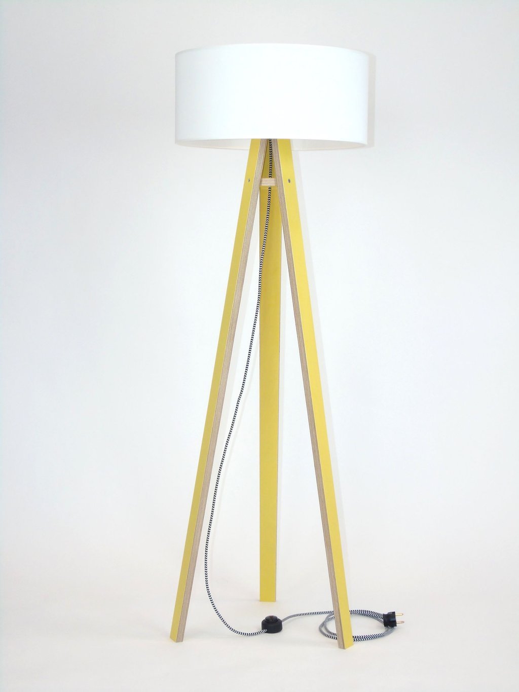 WANDA Gulvlampe 45x140cm - Gul / Hvid Lampeskærm / Zig-zag