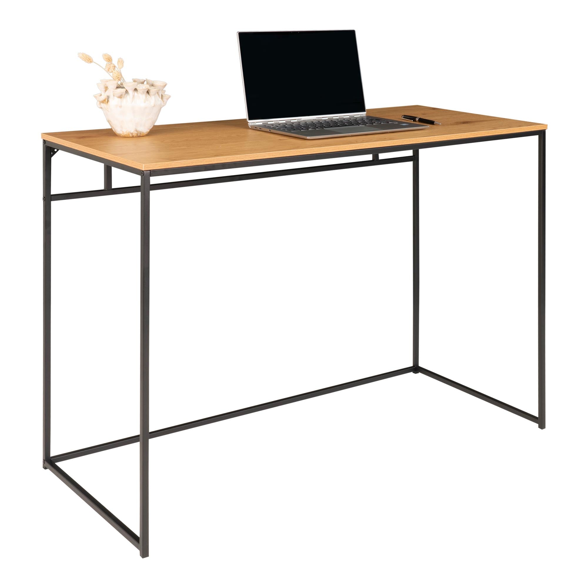 Billede af Vita Skrivebord - Skrivebord, egetræslook med sorte ben, 100x45x75 cm