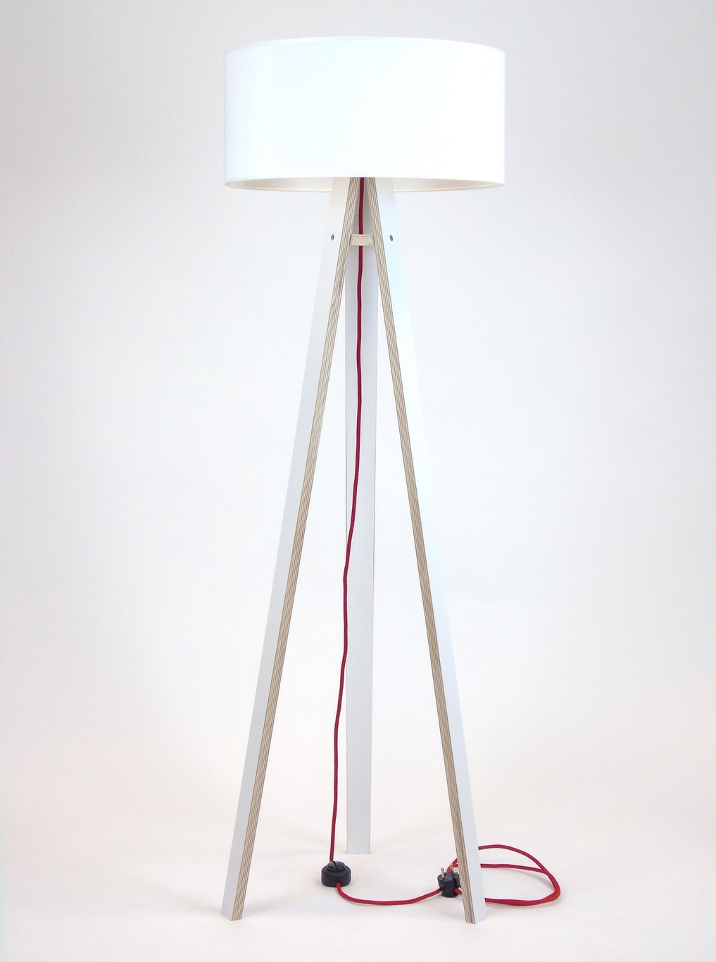 WANDA Gulvlampe 45x140cm - Hvid / Hvid Lampeskærm / Rød