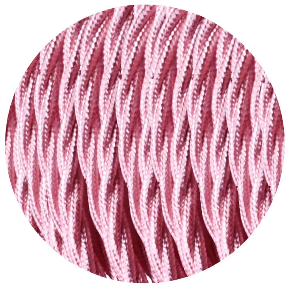 Tekstilkabel lampeledning 3x0,75mmÂ², flettet, blank pink