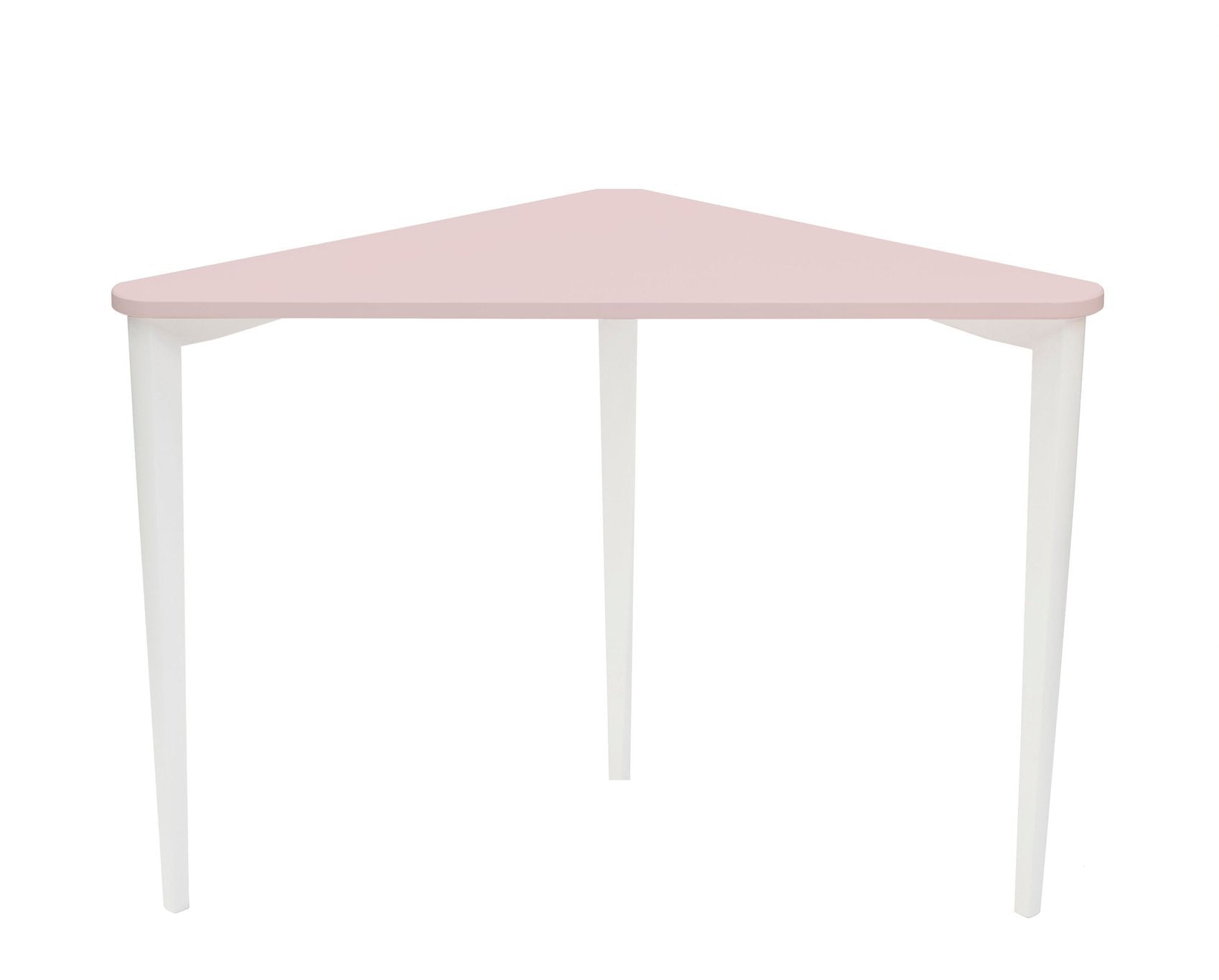 Se NAJA Hjørneskrivebord B114 x L85 x H75cm Hvide Ben Pink hos Lammeuld.dk