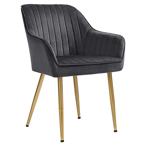 Se Spisebordsstol, med armlæn, fløjlsbetræk, sædebredde 49 cm, belastbar op til 110 kg, grå-guldfarvet hos Lammeuld.dk