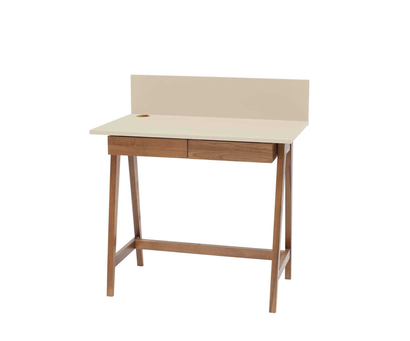 Se LUKA Skrivebord 85x50cm med Skuffe Eg Brun Beige hos Lammeuld.dk