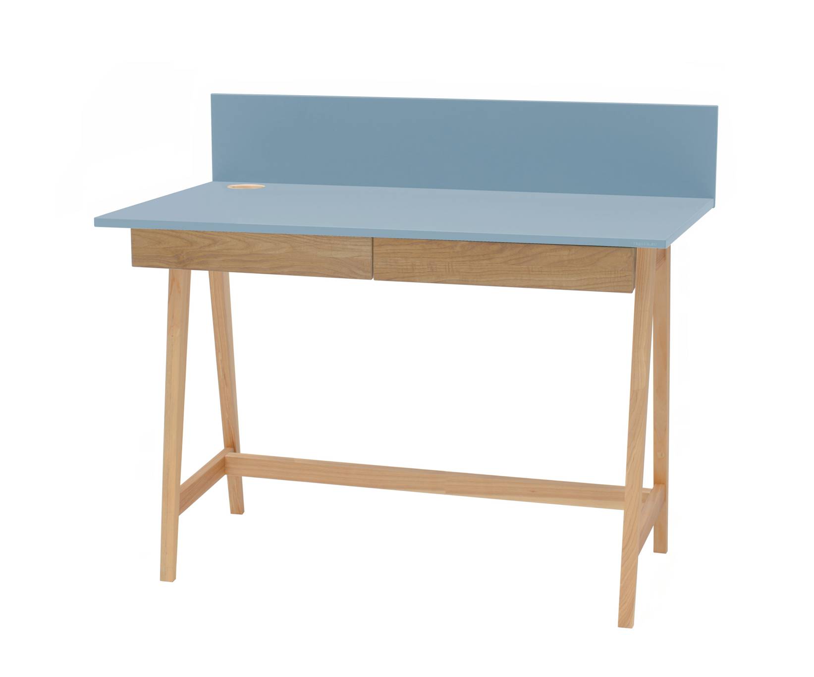 Billede af LUKA Asketræ Skrivebord 110x50cm med Skuffe Gentle Blue