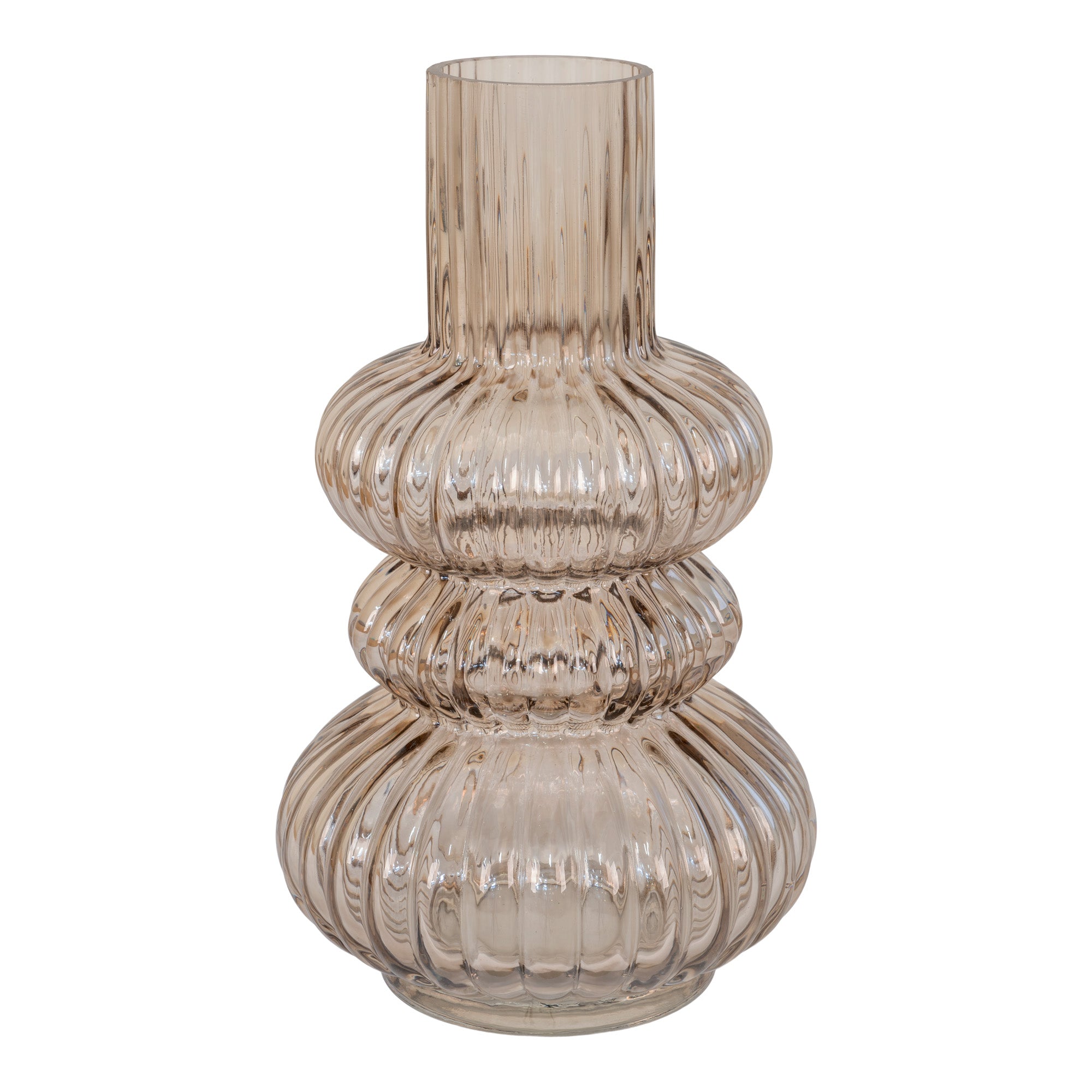 Billede af Vase - Vase i mundblæst glas, røget, rundt, Ø15x25 cm