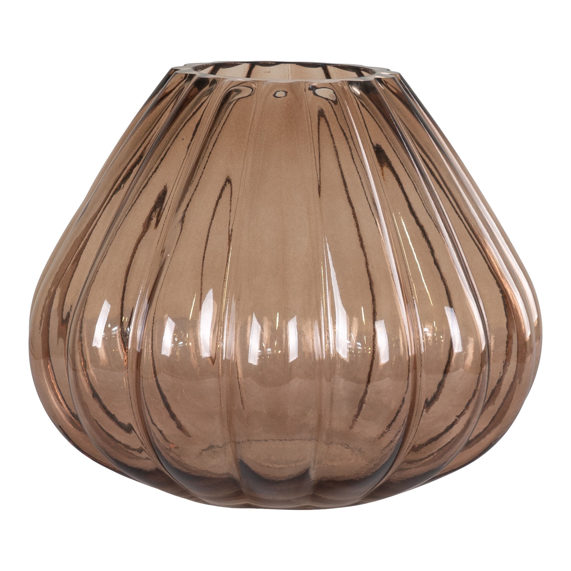 Billede af Vase - Vase i mundblæst glas, brun, Ø20x16 cm