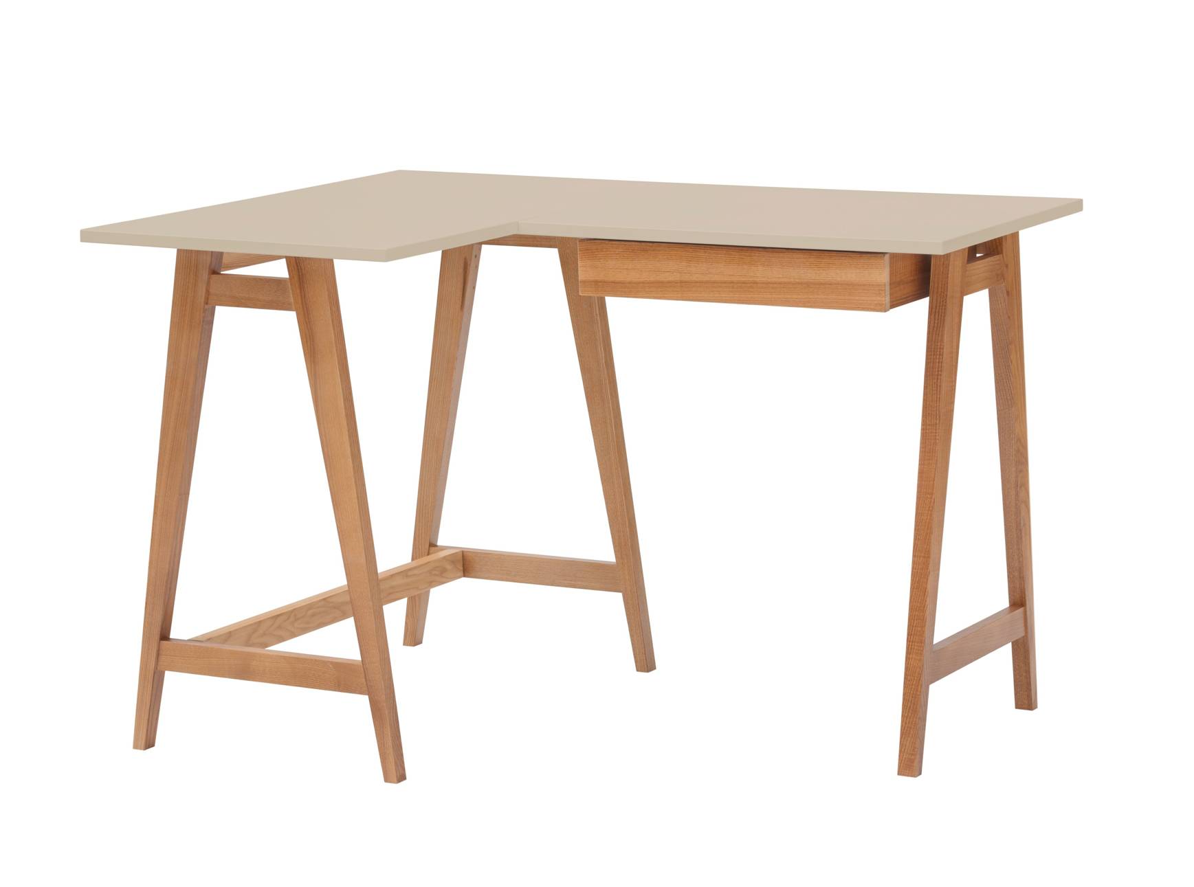 Billede af LUKA Hjørneskrivebord B115cm x D85cm Brun Beige Eg Venstre Side