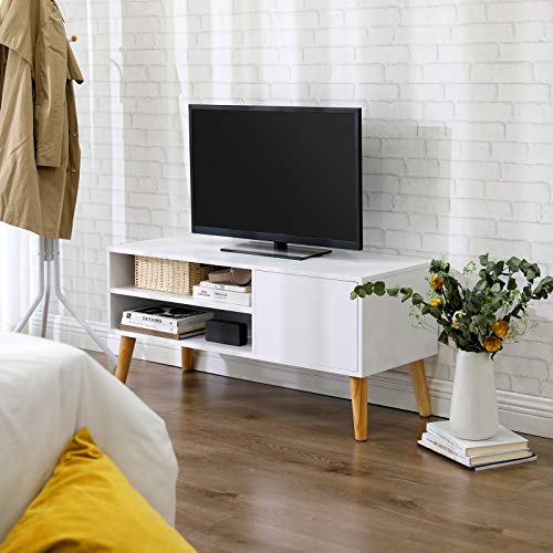 Se Tv-bord i skandinavisk design, 110 x 40 x 49,5 cm, hvid hos Lammeuld.dk