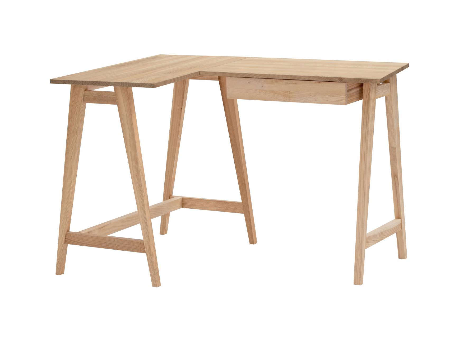 Se LUKA Ask L-formet skrivebord B115cm x D85cm venstrestillet hos Lammeuld.dk