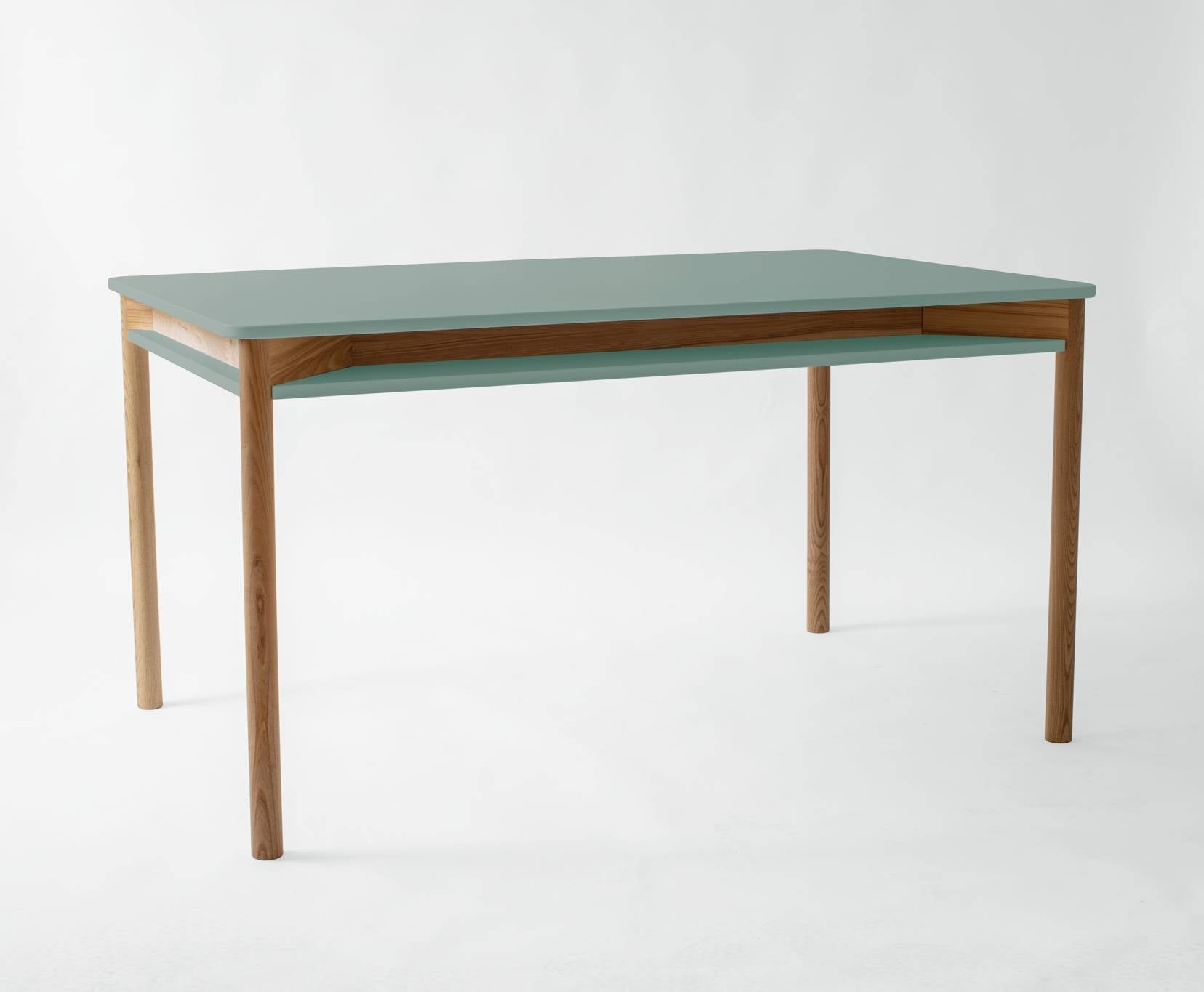 10: ZEEN Udtræksbord med hylde 200x90x75cm Salviegrøn