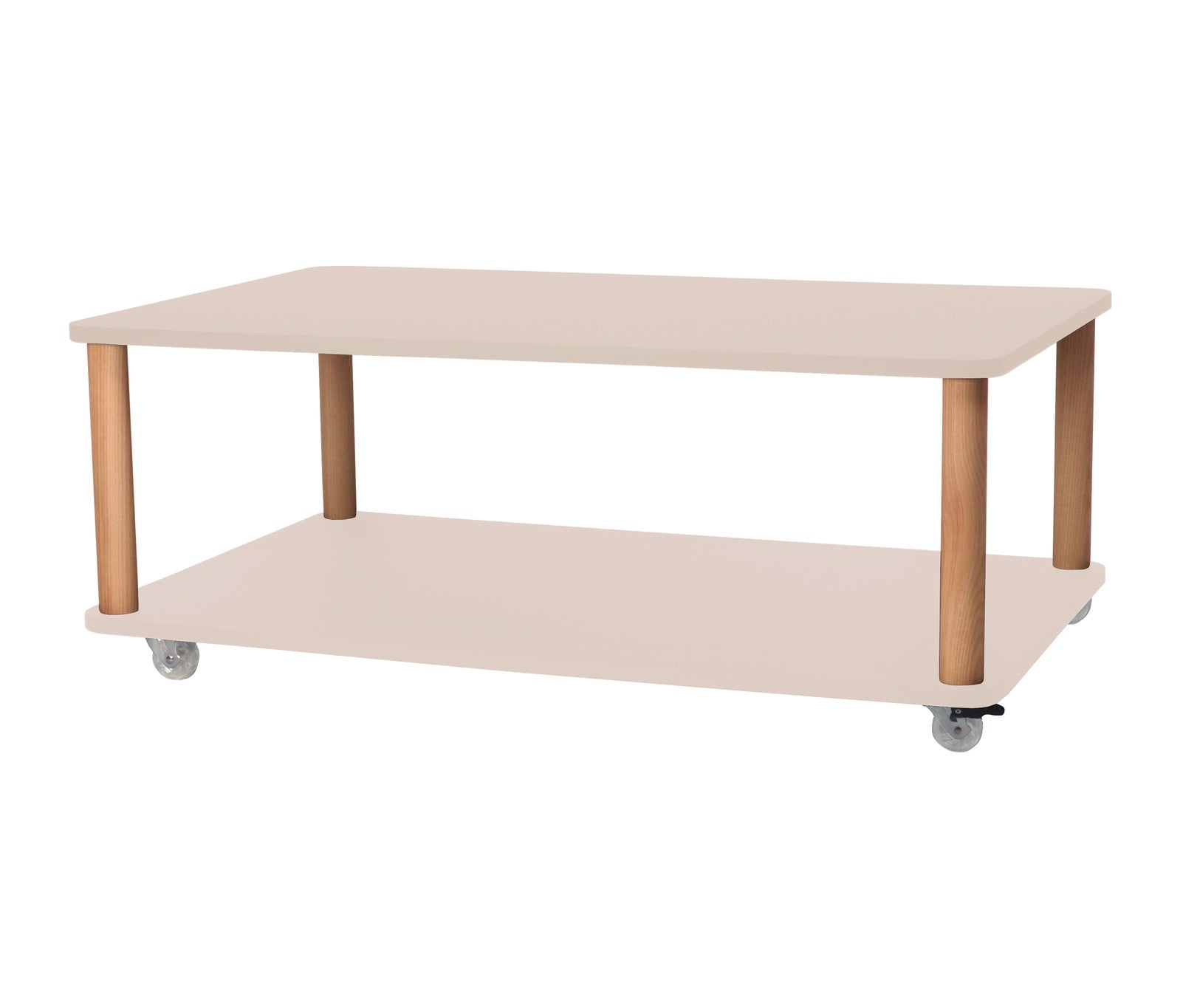 Se ASHME Sofabord med Hjul 64x105cm Brun Beige hos Lammeuld.dk