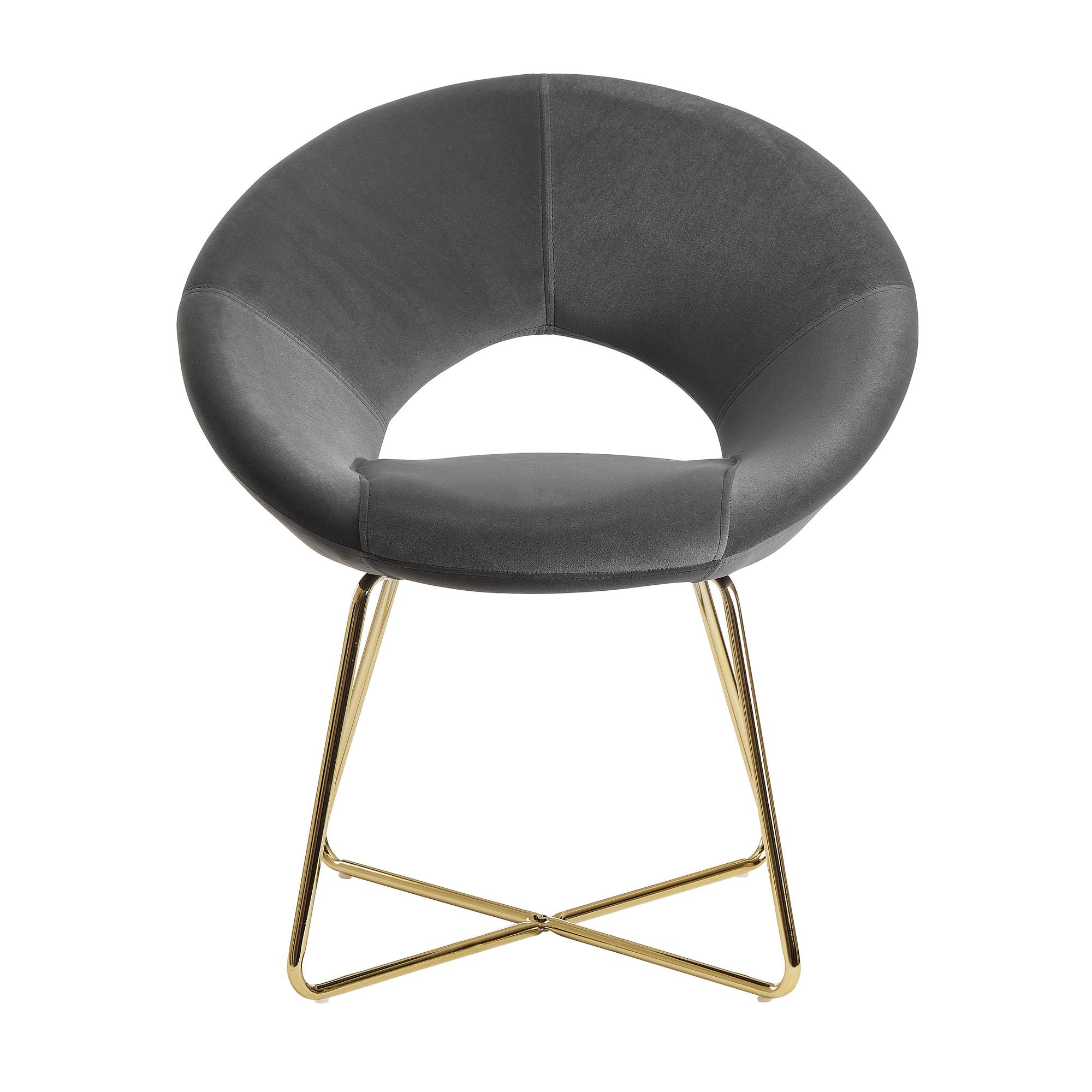10: Spisebordsstol i fløjl, mørkegrå, køkkenstol med gyldne ben