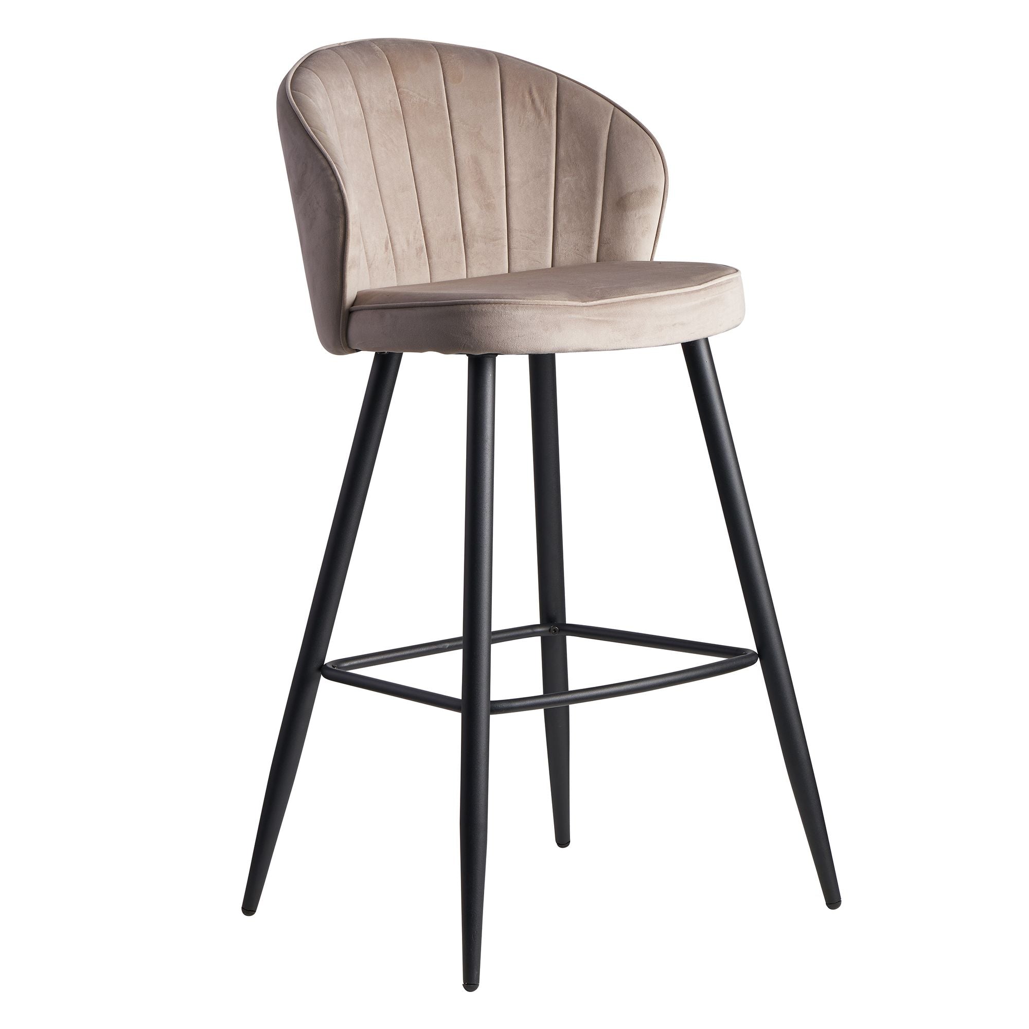 Billede af Designer barstol i fløjl, beige, 56x102x52 cm