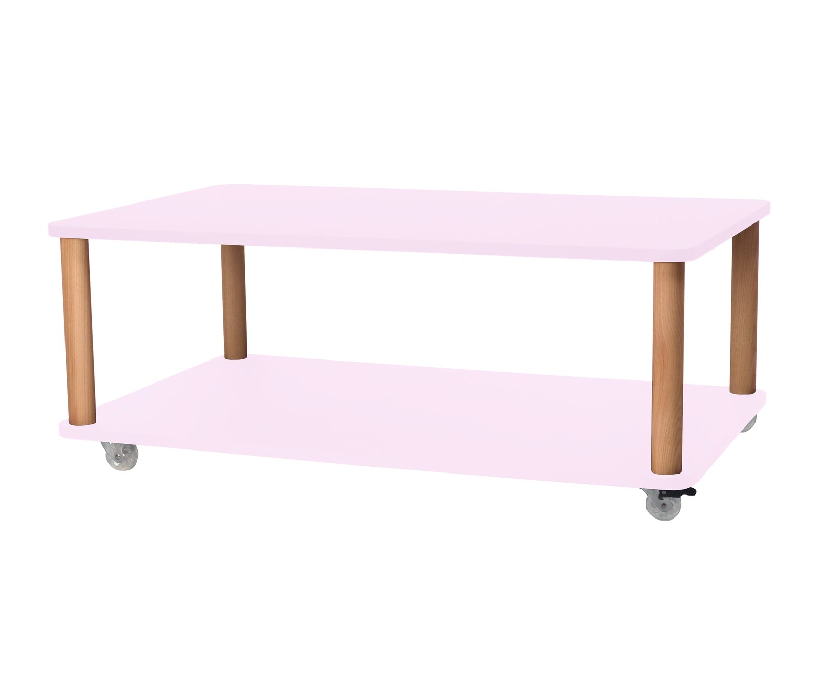 Se ASHME Sofabord med hjul 64x105cm Powder Pink hos Lammeuld.dk