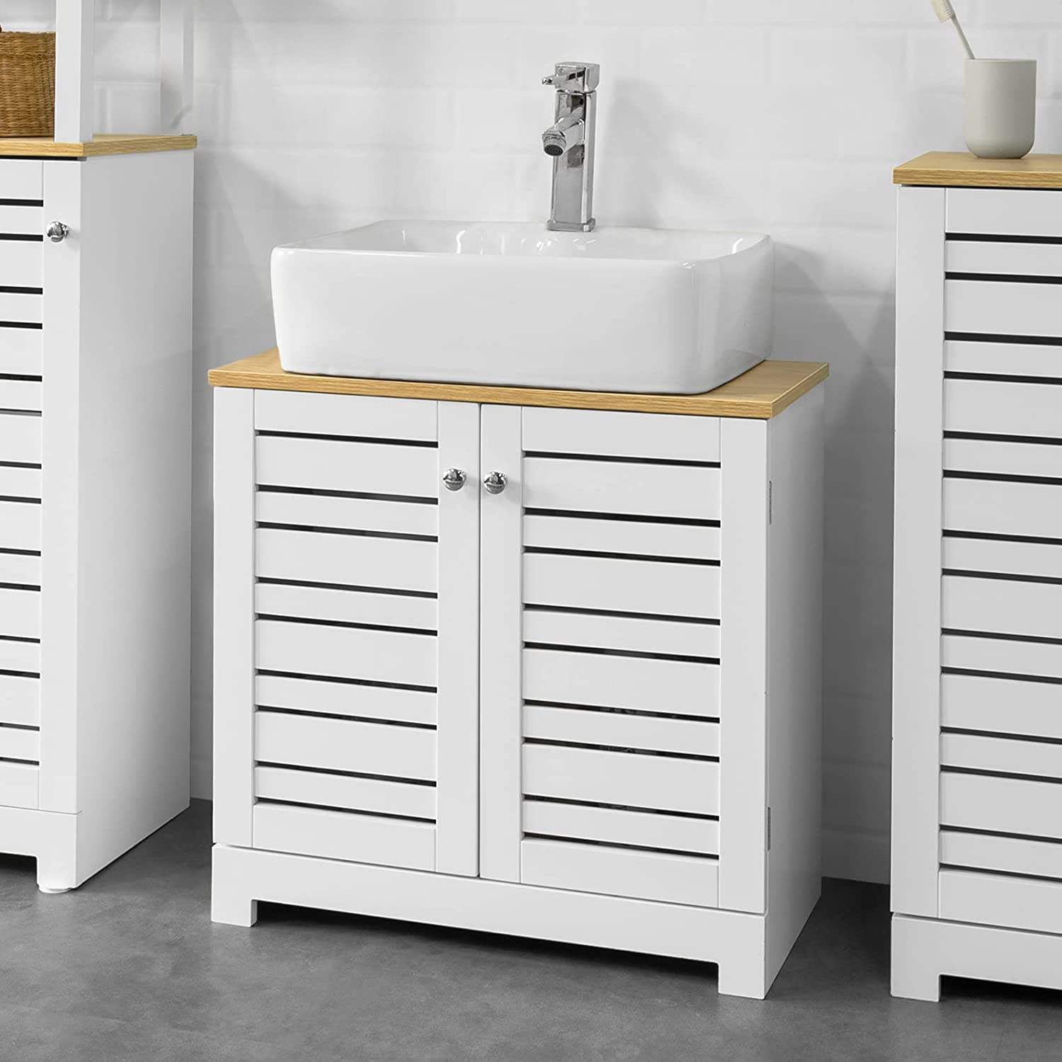 Underskab til vask / badeværelsesskab i skandinavisk stil, 60x30x59 cm, hvid