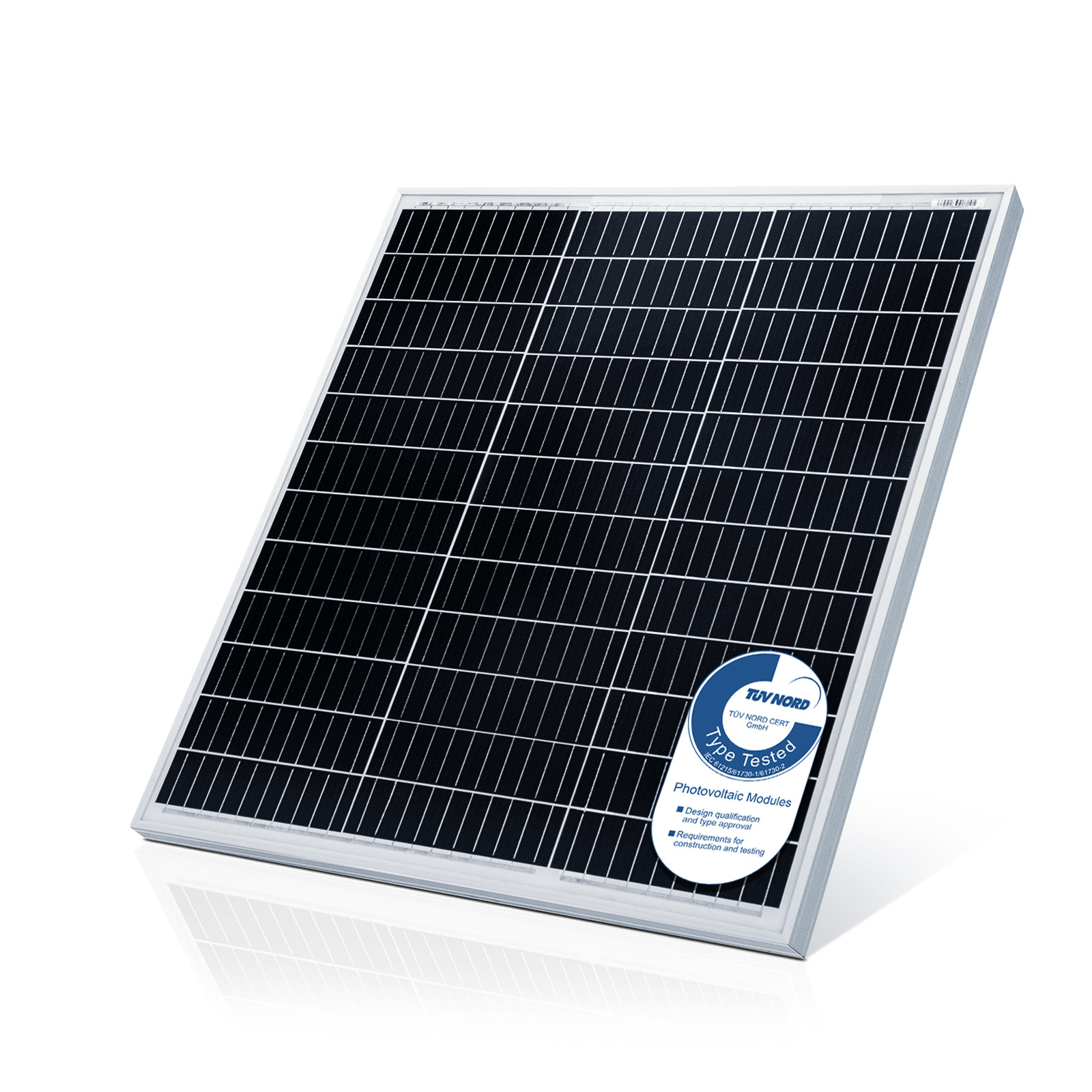 Se Solpanel monokrystallinsk - 100 W, 18 V til 12 V batterier, solcelle, ladekabel, silicium hos Lammeuld.dk