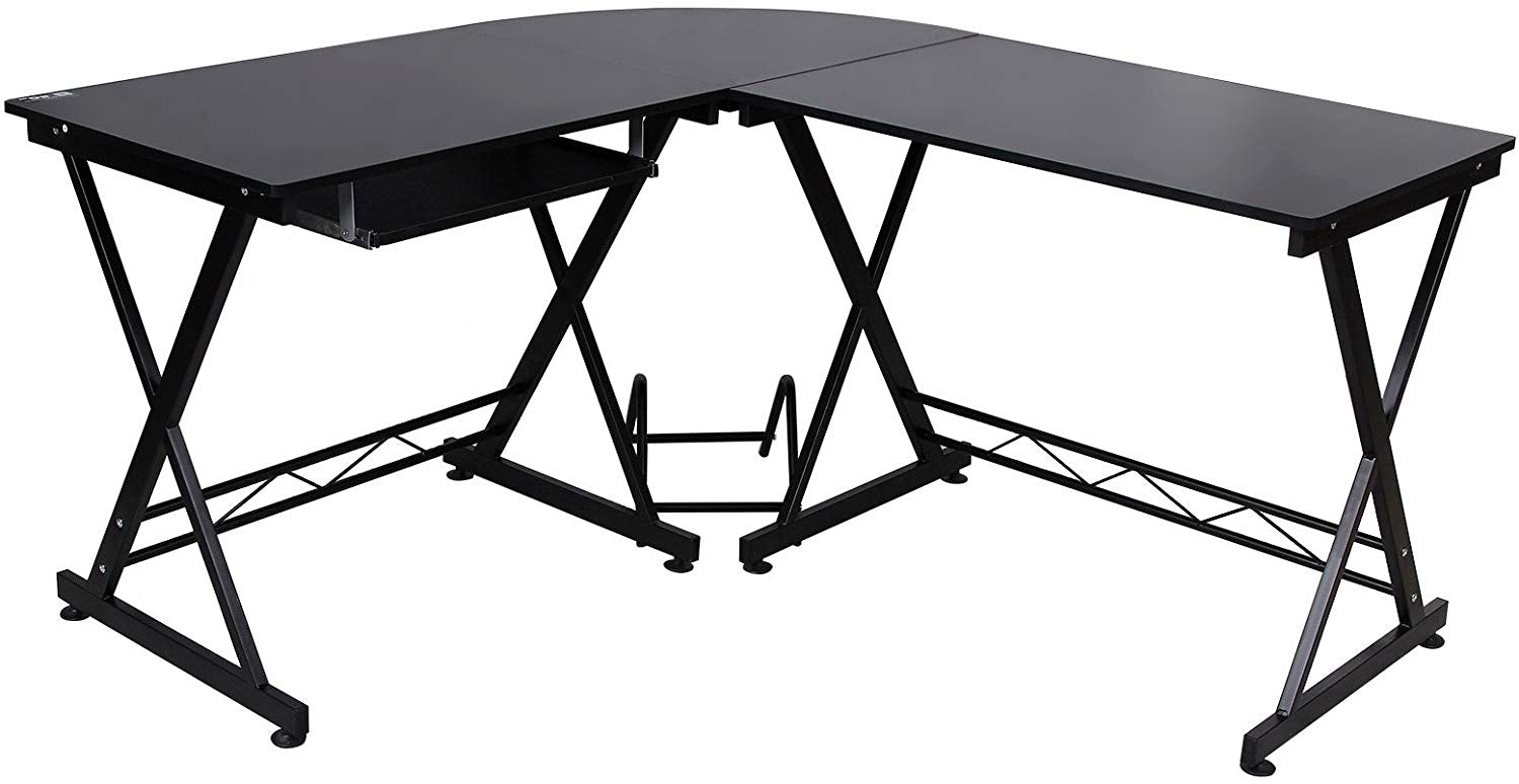 Billede af L-Formet skrivebord med glidende tastatur, 150 X 138 X 75 cm, sort