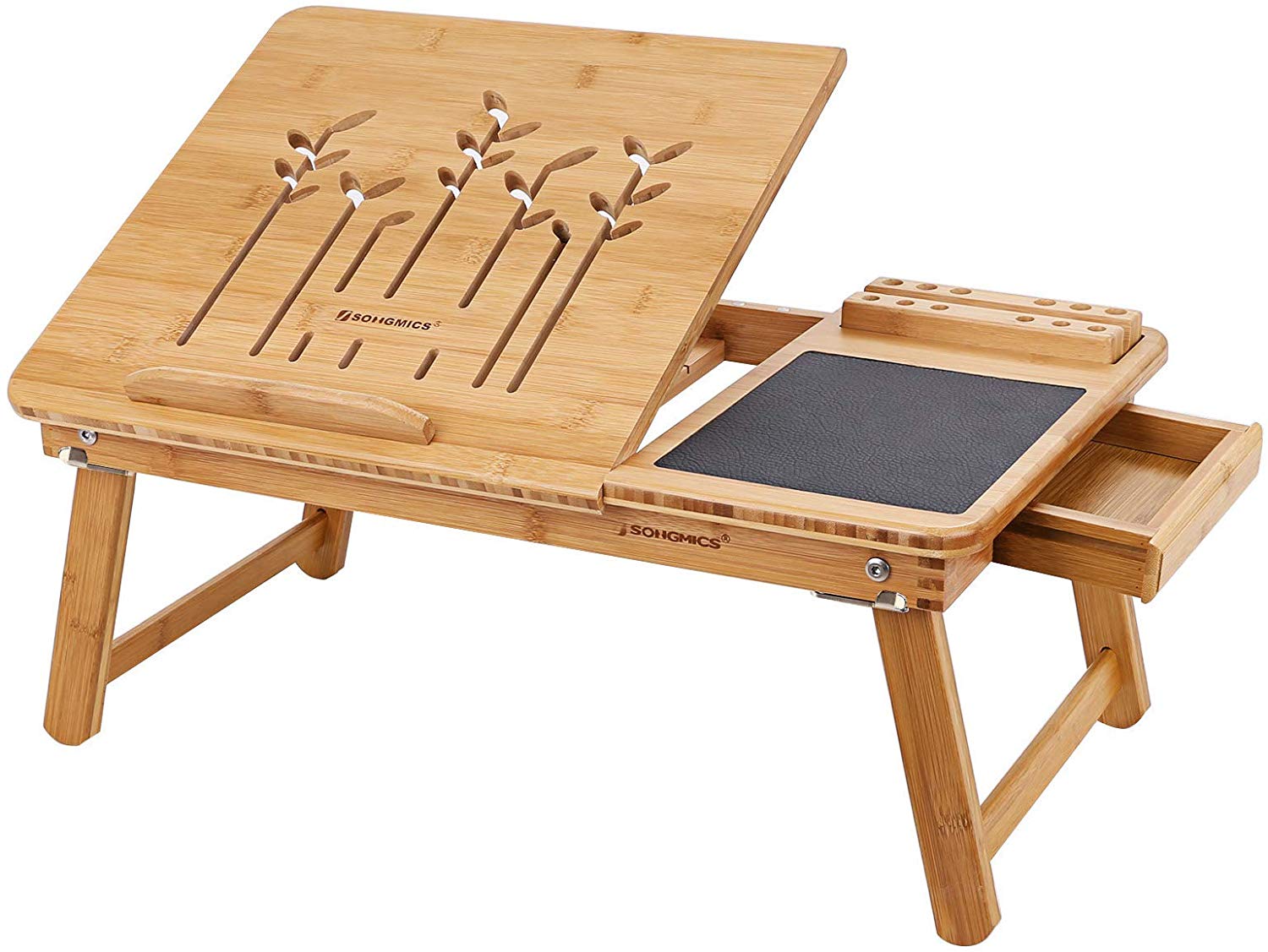 Billede af Justerbar laptopbord i bæredygtigt bambustræ, 55 X 35 X 23 cm