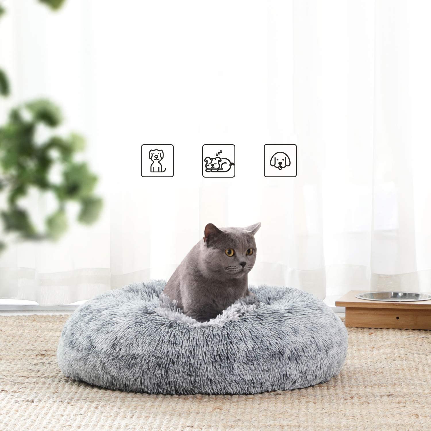 Billede af Cirkulær seng til hunde/katte, grå