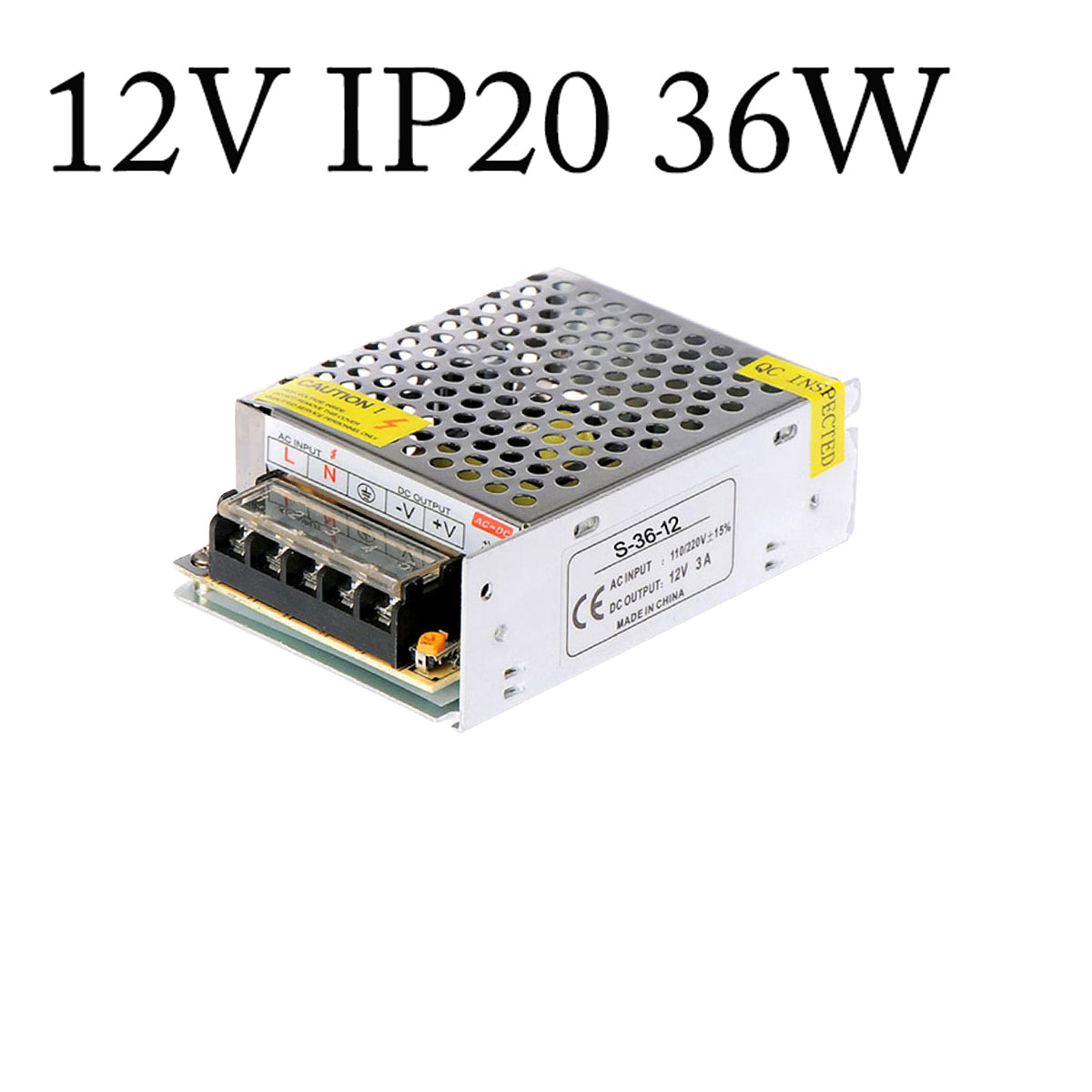 LED strømforsyning skifte strømforsyning 12V DC, 3A, 36W, IP20 transformer
