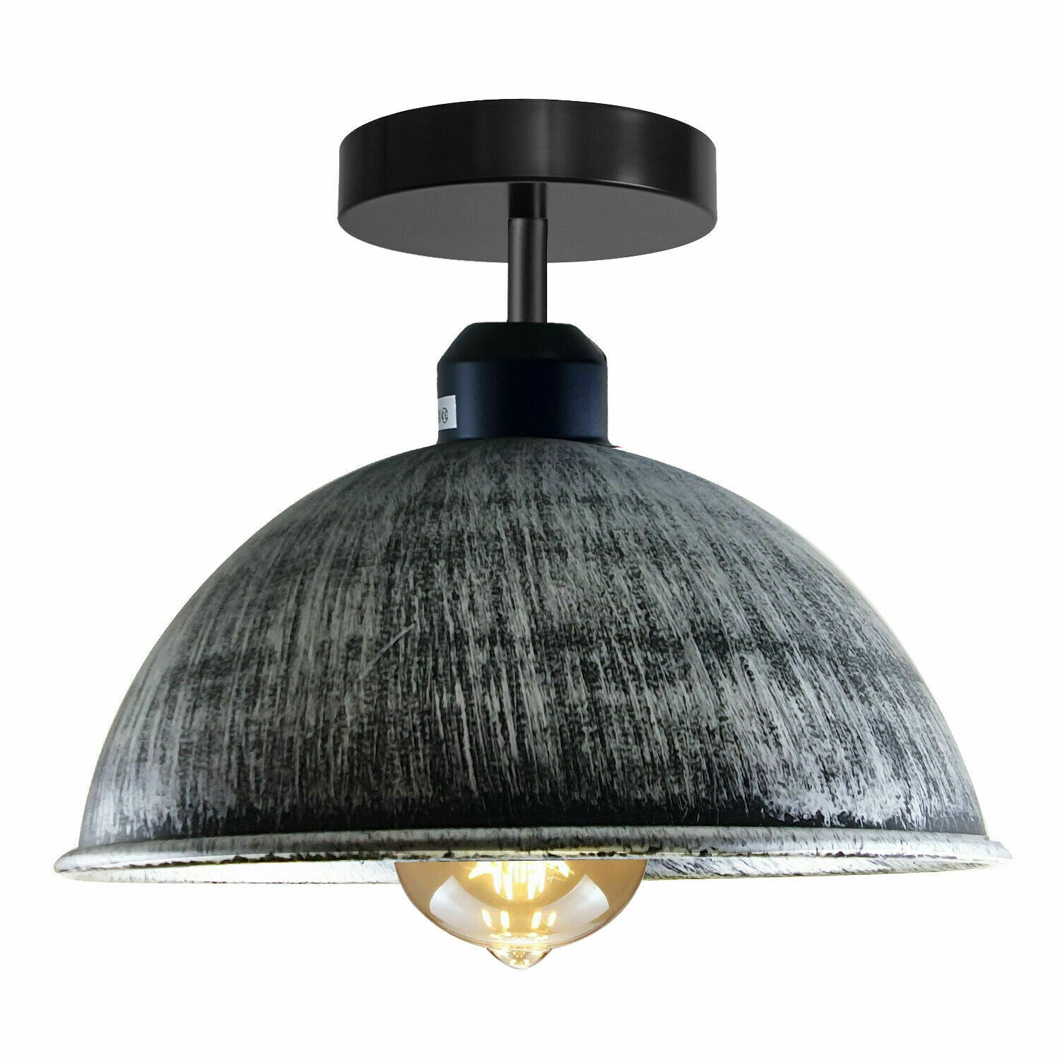 Moderne industrikuppelformet loftslampe i metal til indendørs brug, børstet sølv