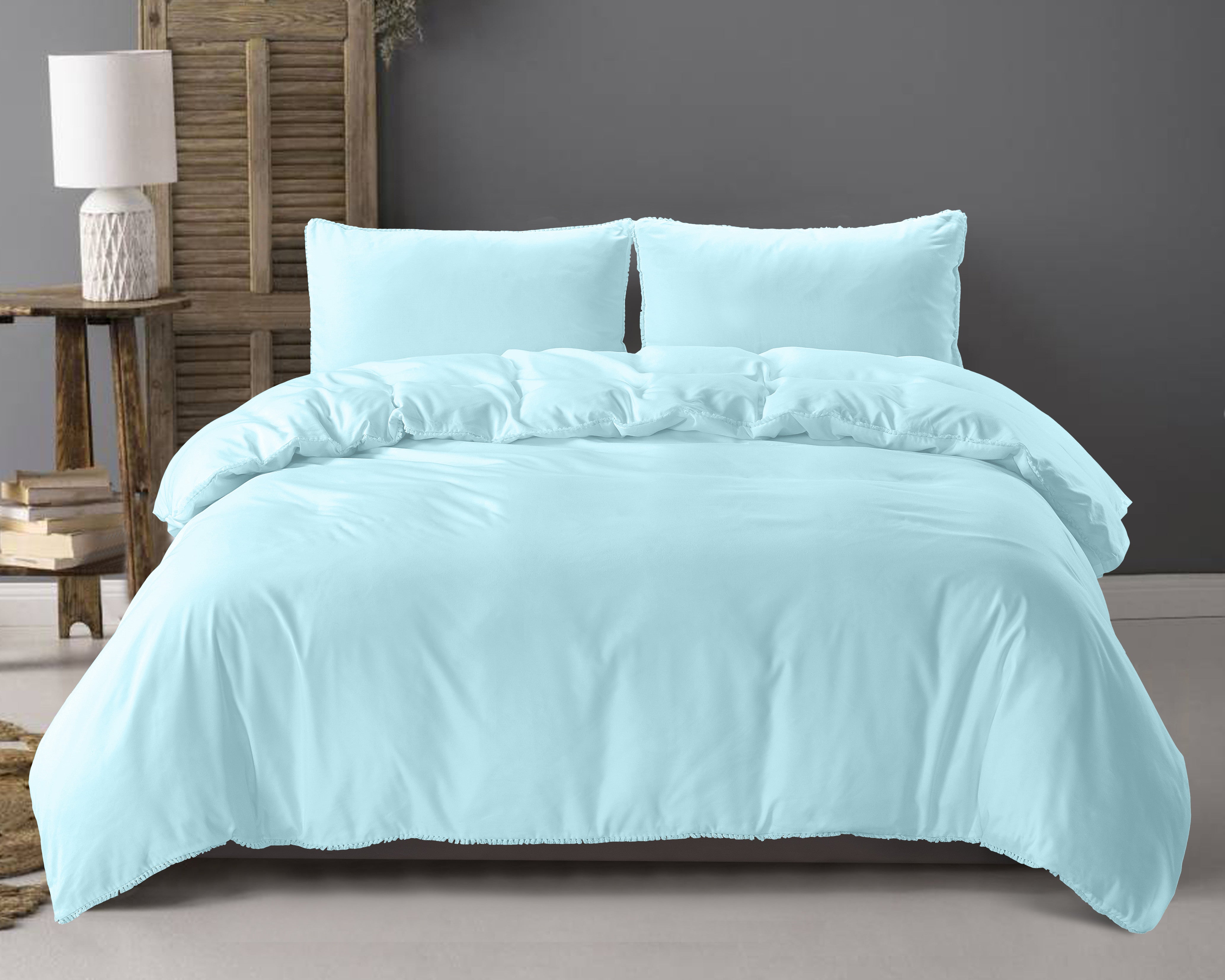 Billede af Ball Fringe sengesæt, baby blå 200 x 220 cm