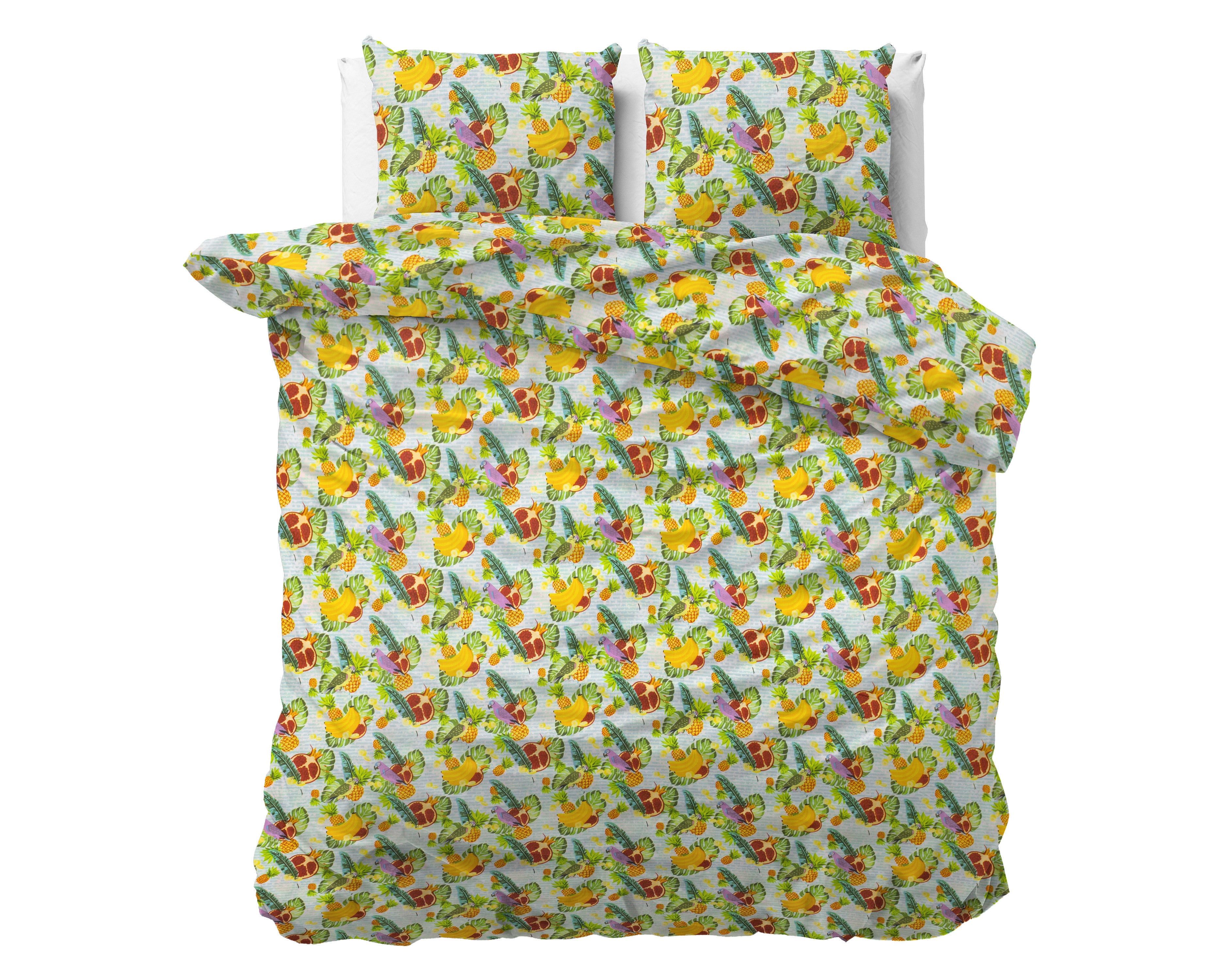 Frugt Trend sengesæt, grøn 200 x 220 cm