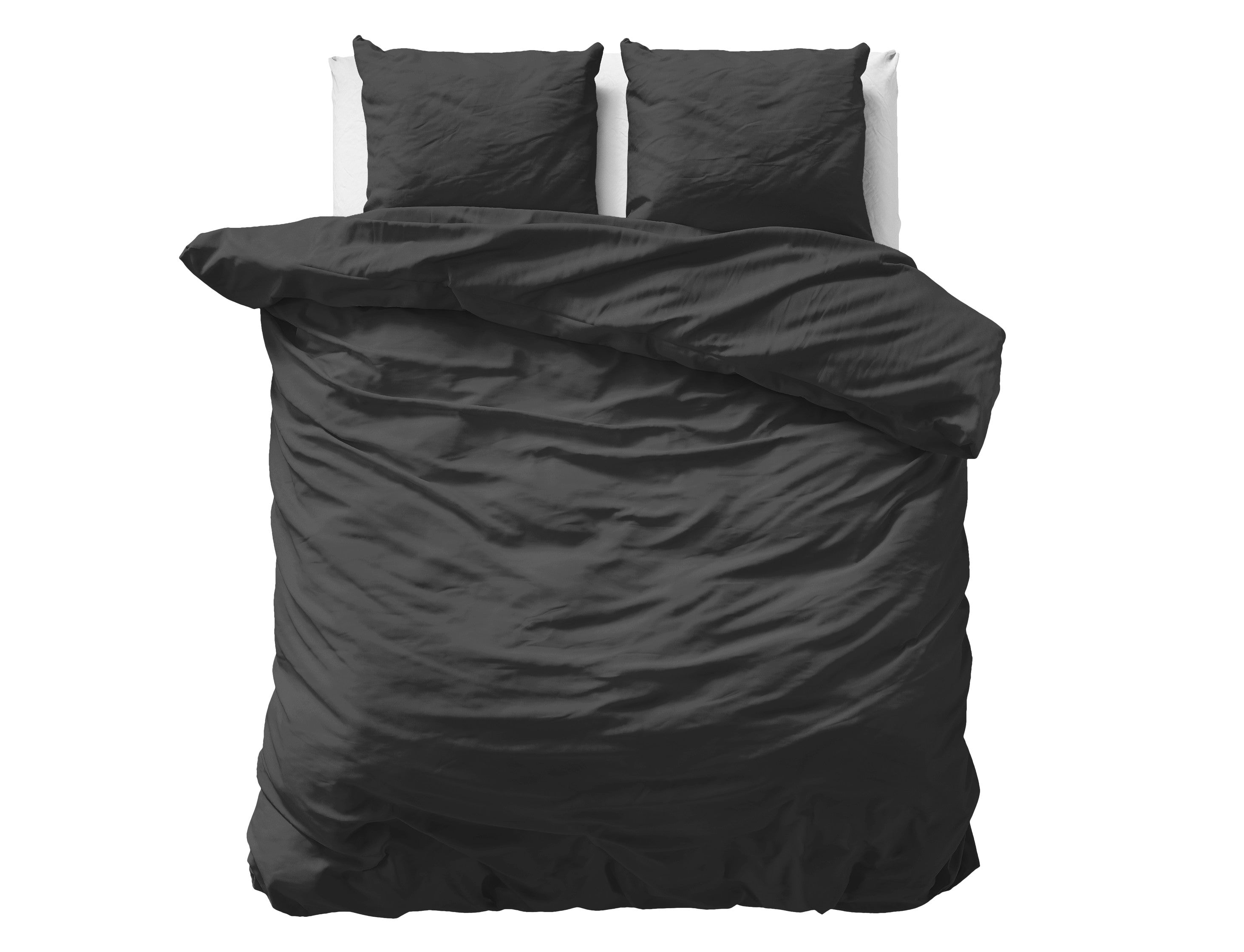 Billede af Uni Satin sengesæt, sort 135 x 200/220