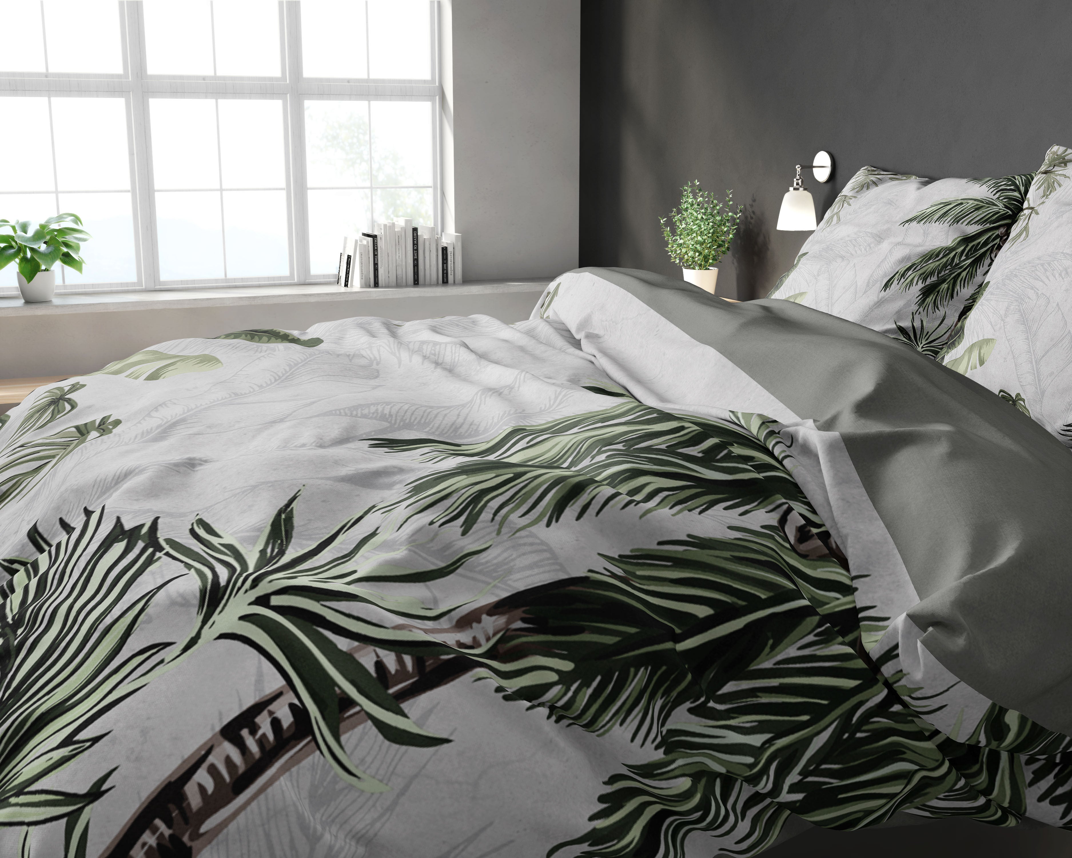 Billede af Forest Jungle sengesæt, grå 140 x 220 cm