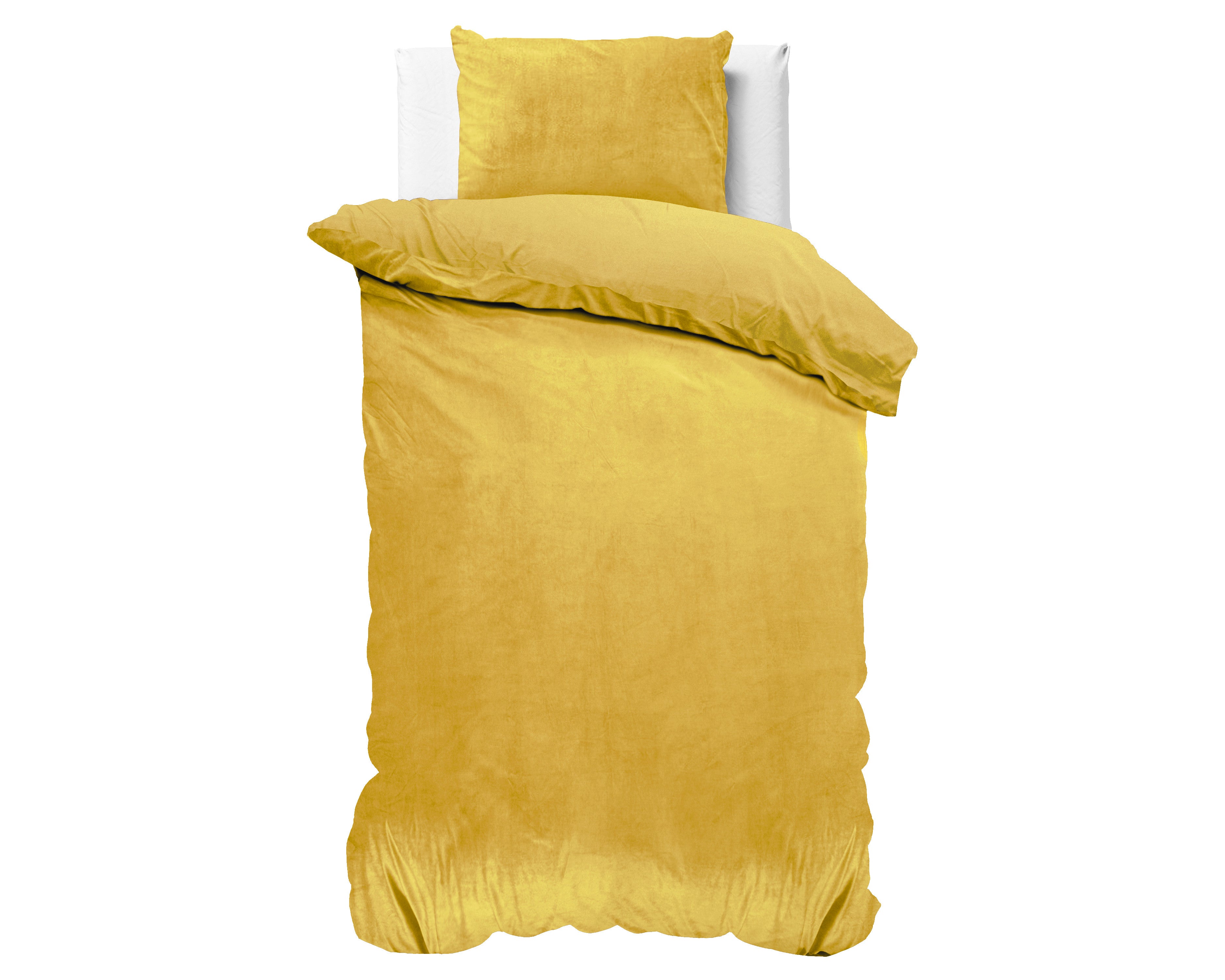 Fløjl Uni sengesæt, guldfarvet 140 x 220 cm