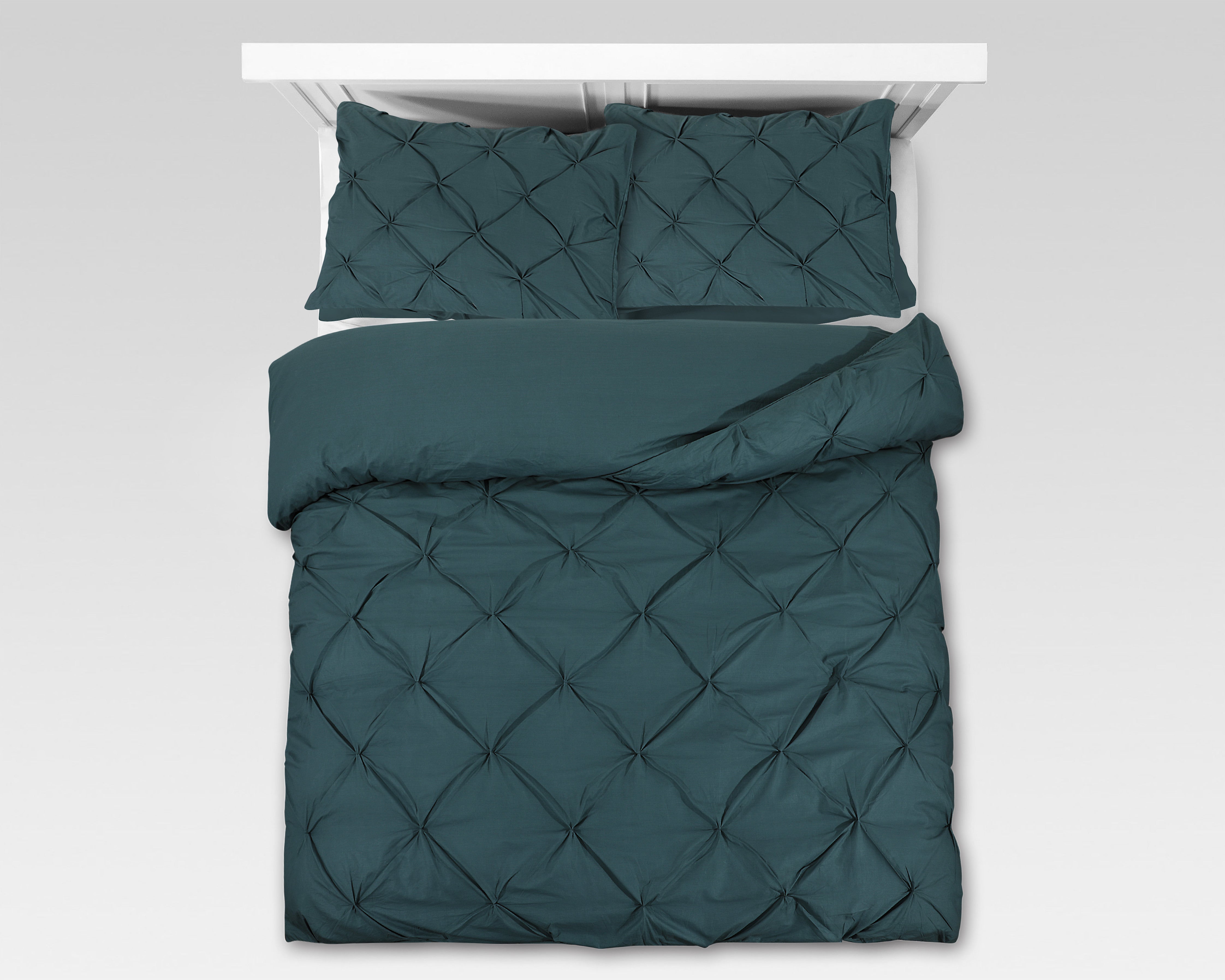 Billede af Kvadrat-mønstret sengesæt, mørkegrøn 240 x 220 cm