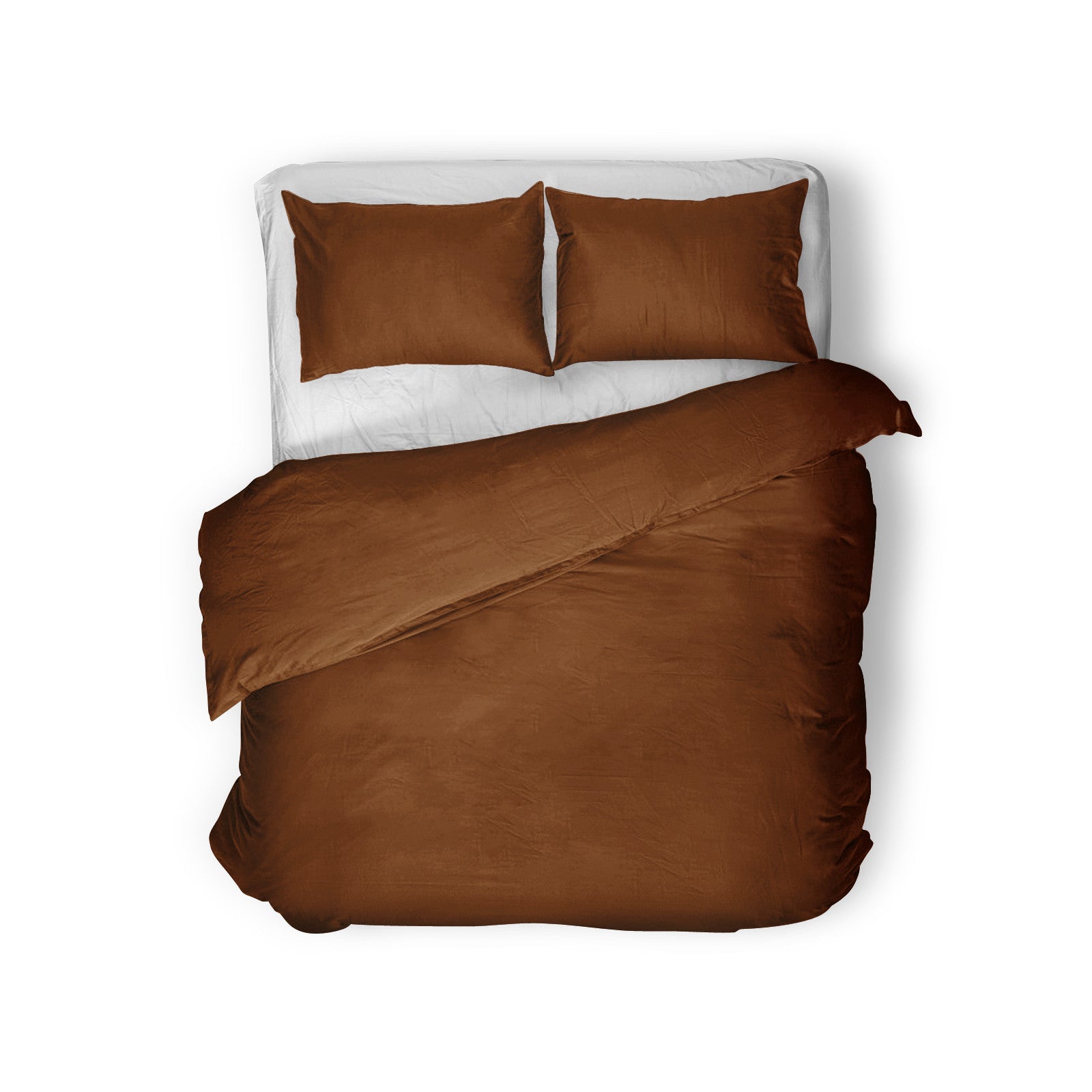 Billede af Egyptisk Bomuld Uni sengesæt, brun 140 x 200/260 cm