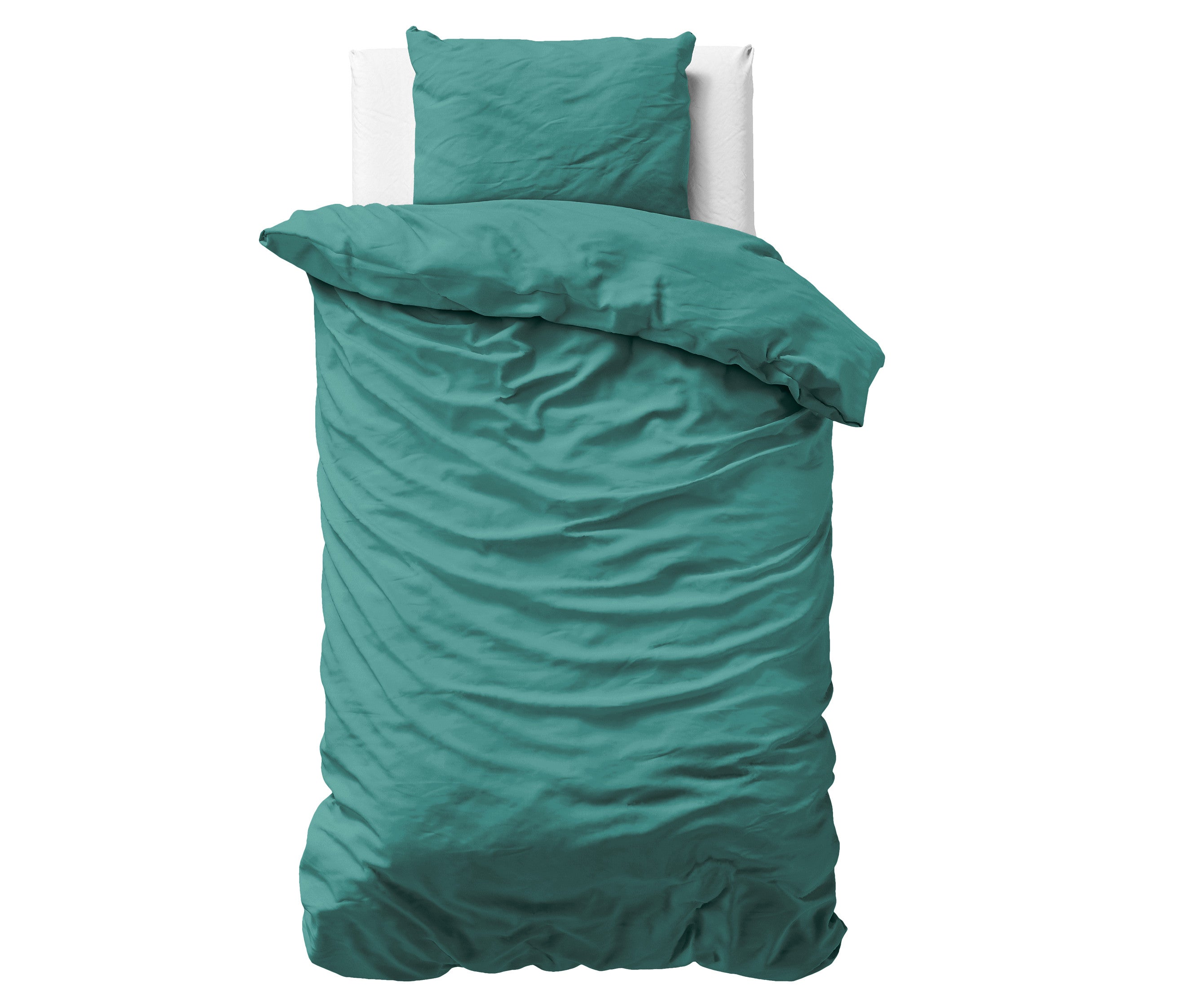 Billede af Uni Satin sengesæt, mørkegrøn 135 x 200