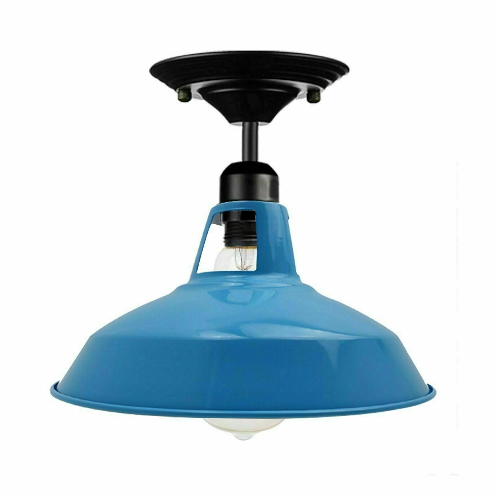 Billede af Vintage loftslampe loftslampe i industriel stil, 30 cm, metal, blå