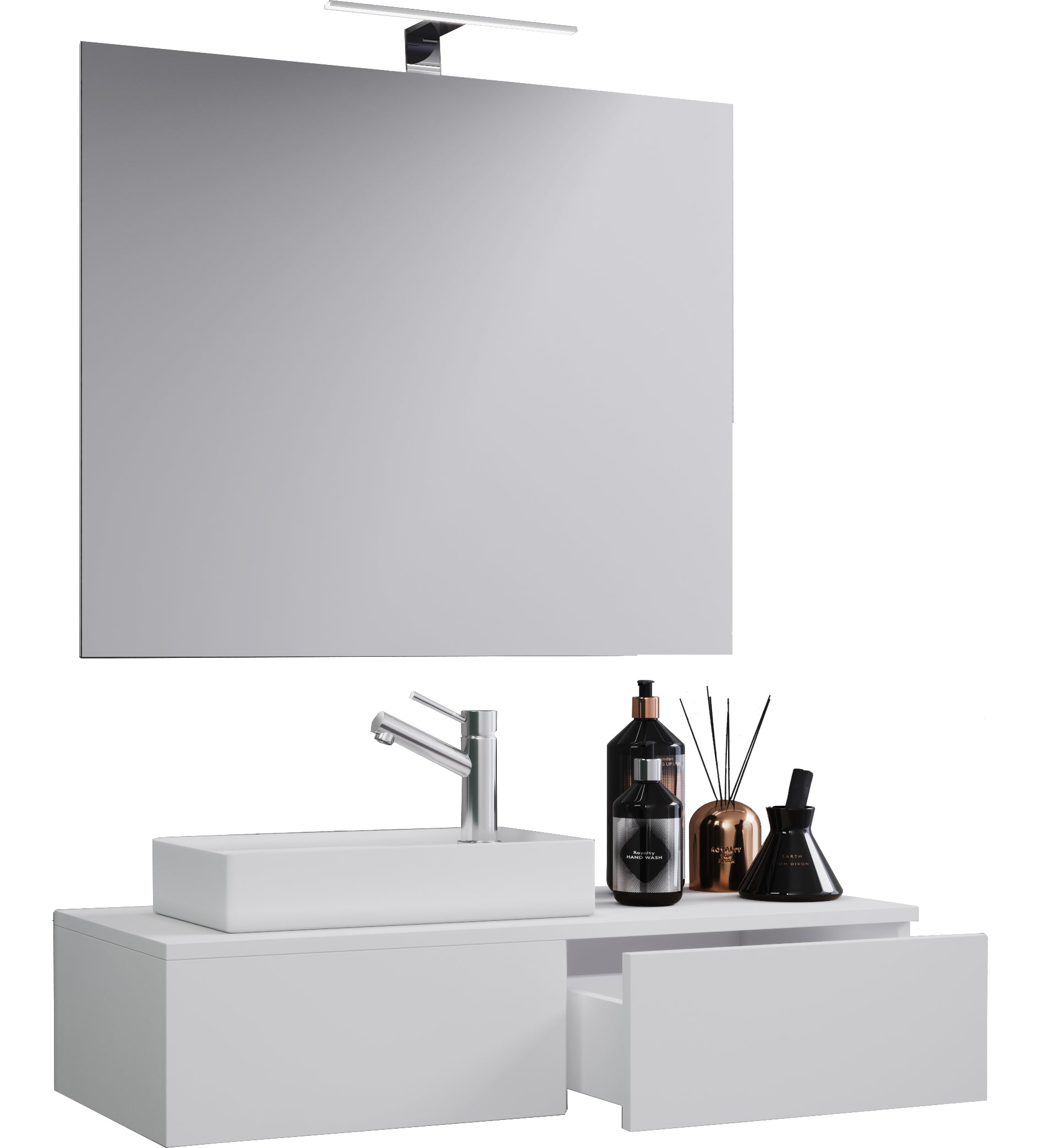 Billede af Håndvaskskab med håndvask - badeværelsesmøbelsæt - | med spejl