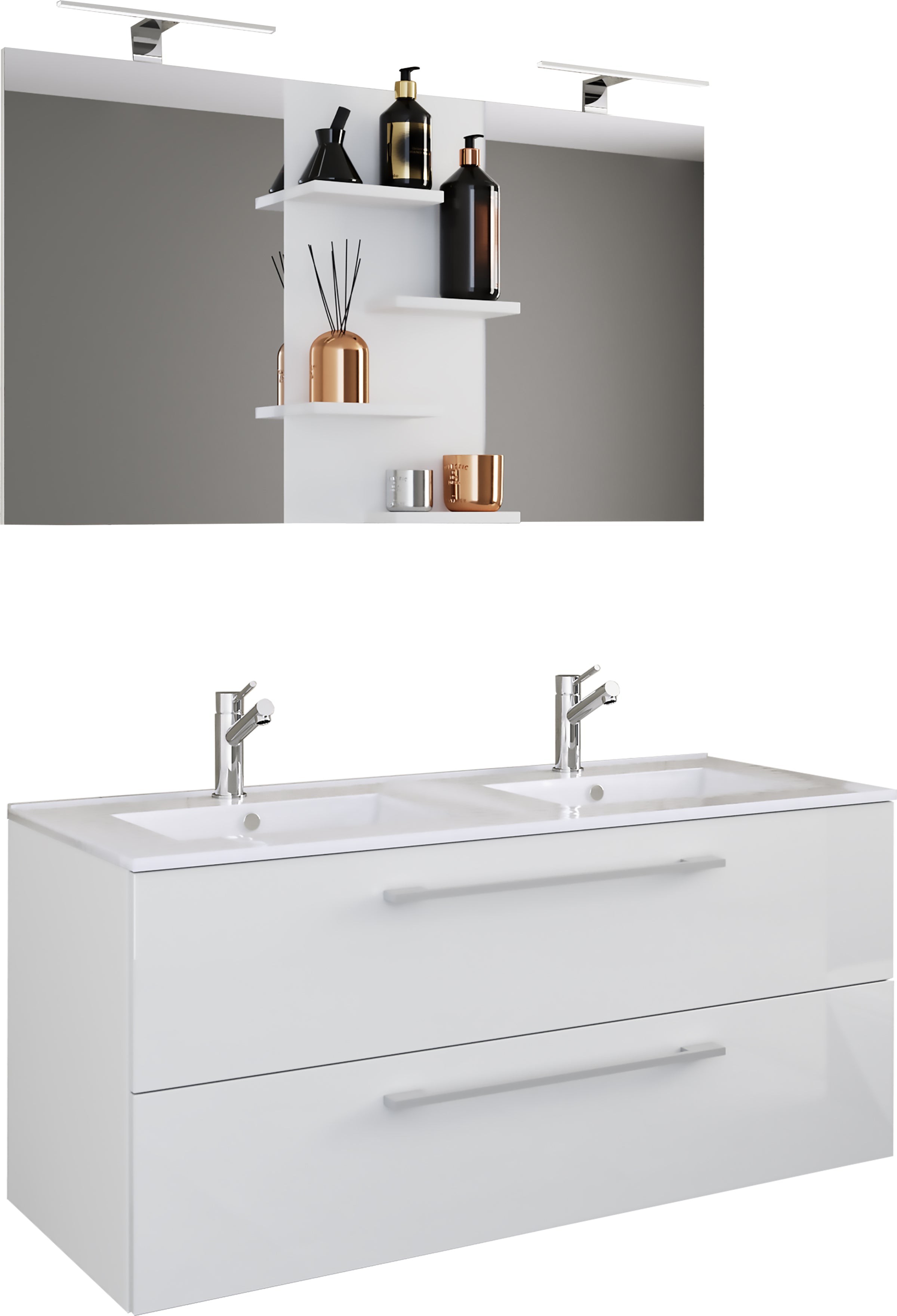 Billede af Håndvaskskab med håndvask - badeværelsesmøbelsæt - "Budasi" Spejl