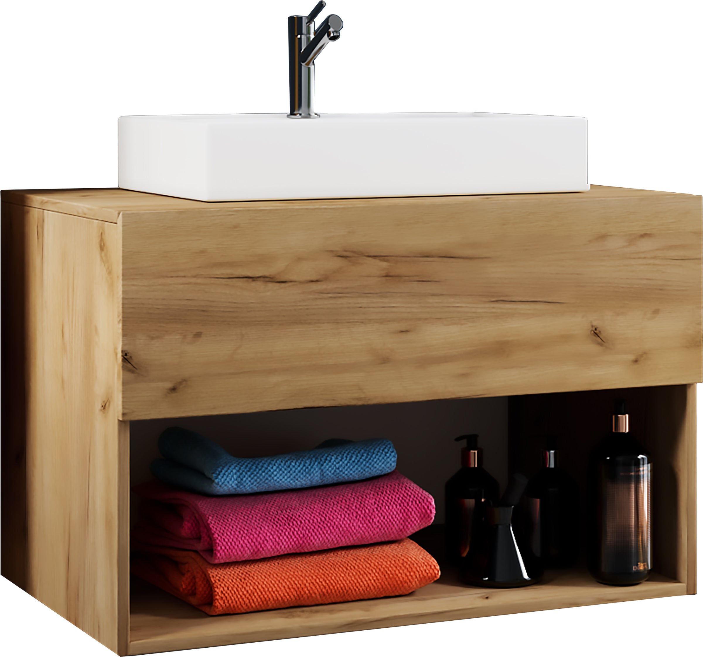 Billede af Badeværelsessæt med underskab og håndvask, h. 17 x b. 60 x d. 42 cm, naturfarvet