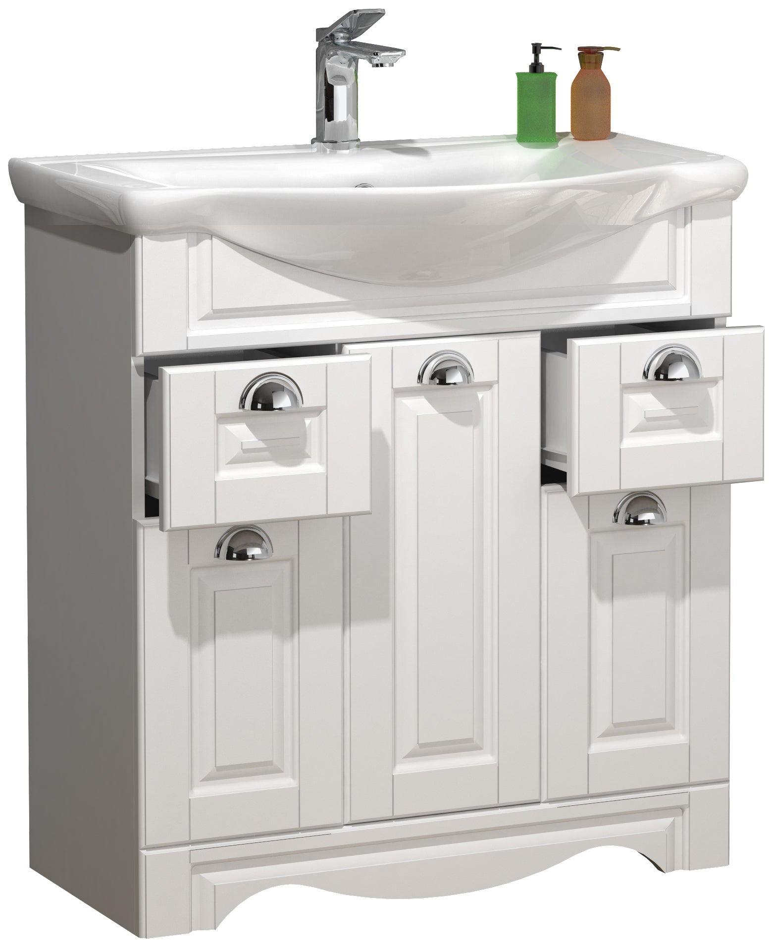 Billede af Badeværelsessæt med underskab og håndvask, h. 81 x b. 75 x d. 45 cm, hvid