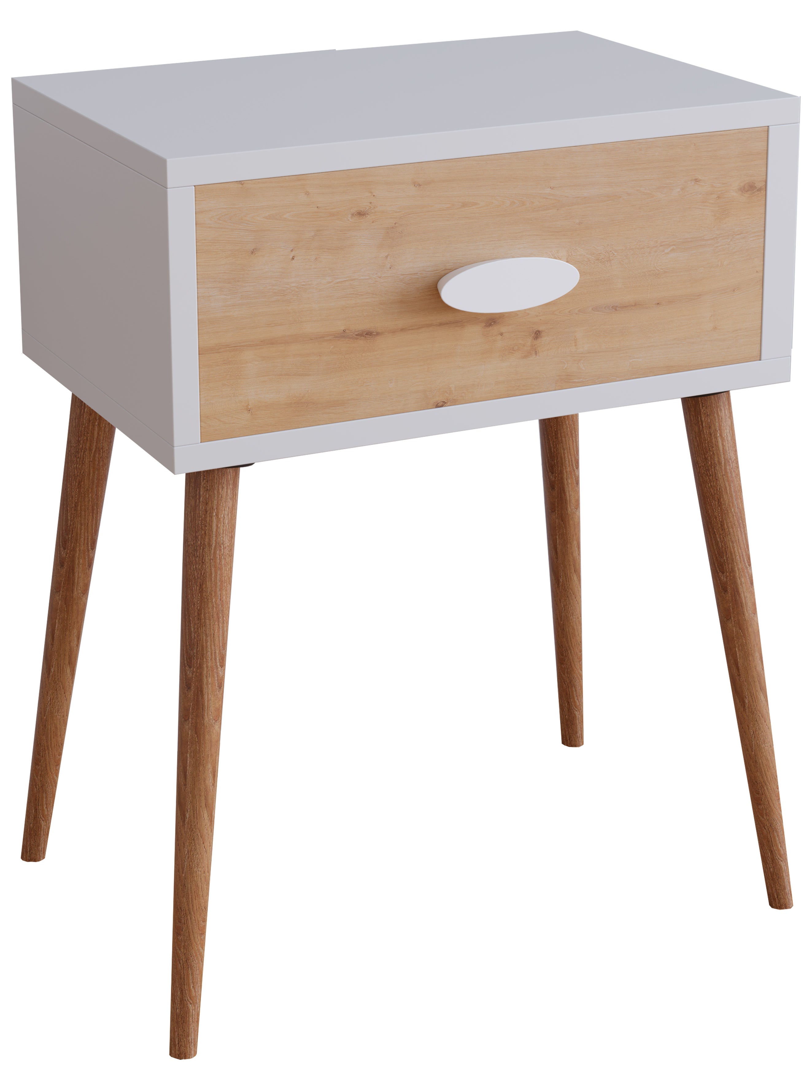 5: Natbord med skuffe, 60x45x30 cm, naturfarvet og hvid