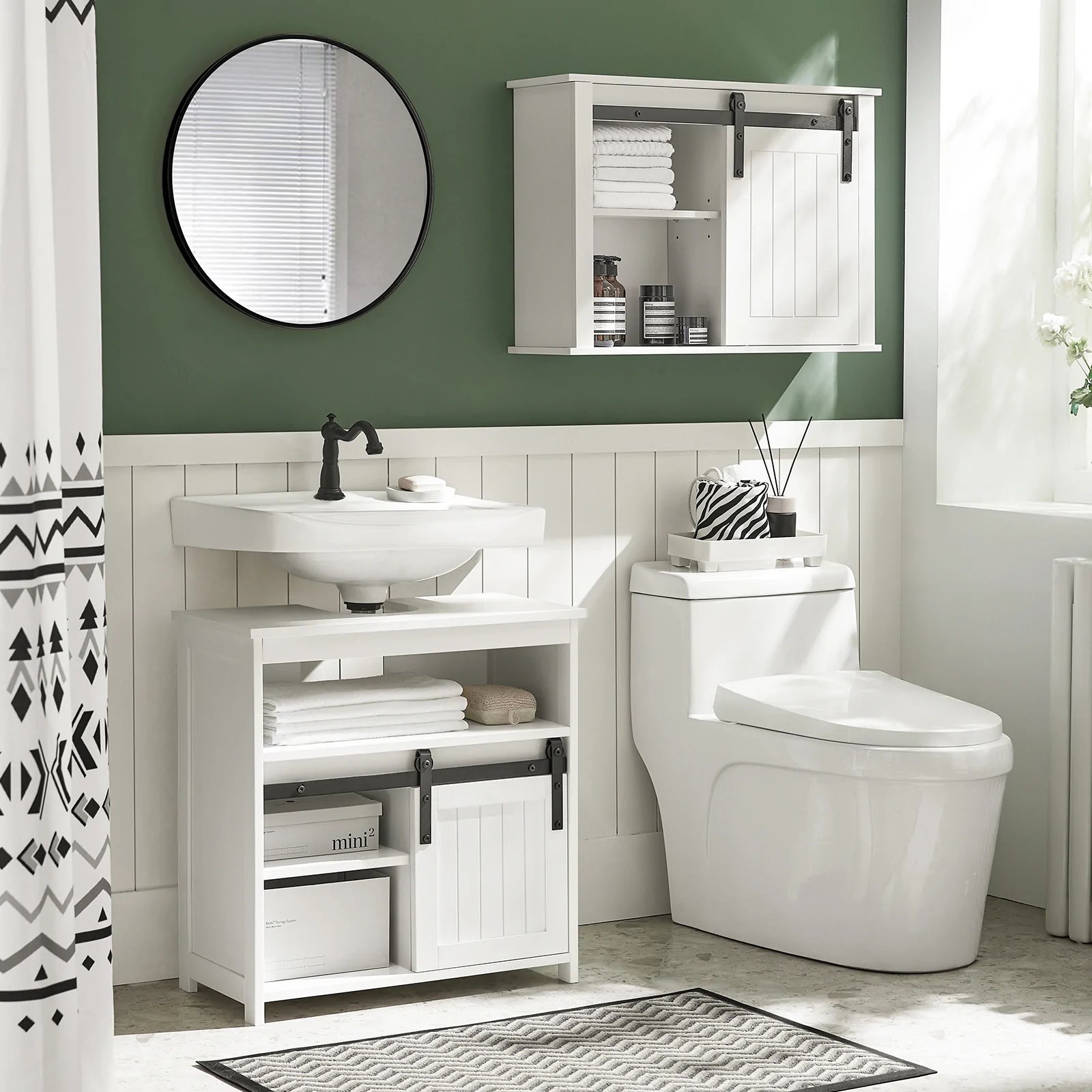 Badeværelsesskab med plads til vask, 30 x 62 x 60 cm, hvid