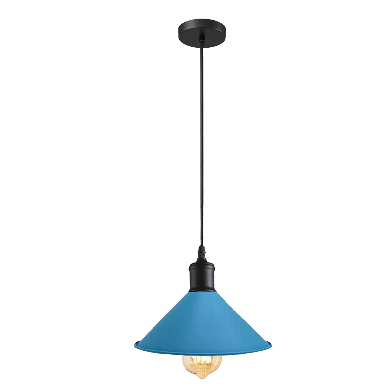 Billede af Industriel stil vintage loftslampe, 22 cm, metal, blå